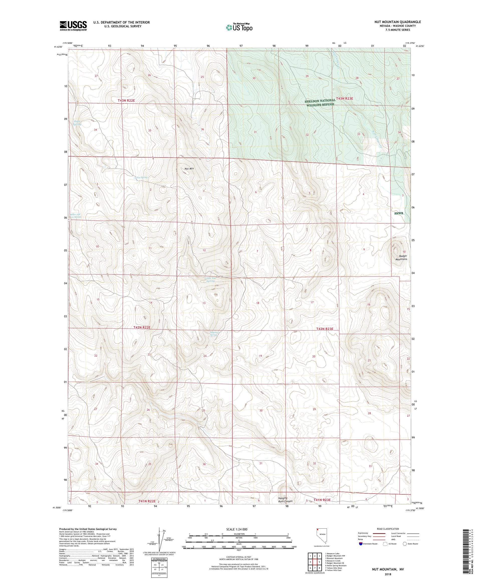 MyTopo Nut Mountain, Nevada USGS Quad Topo Map