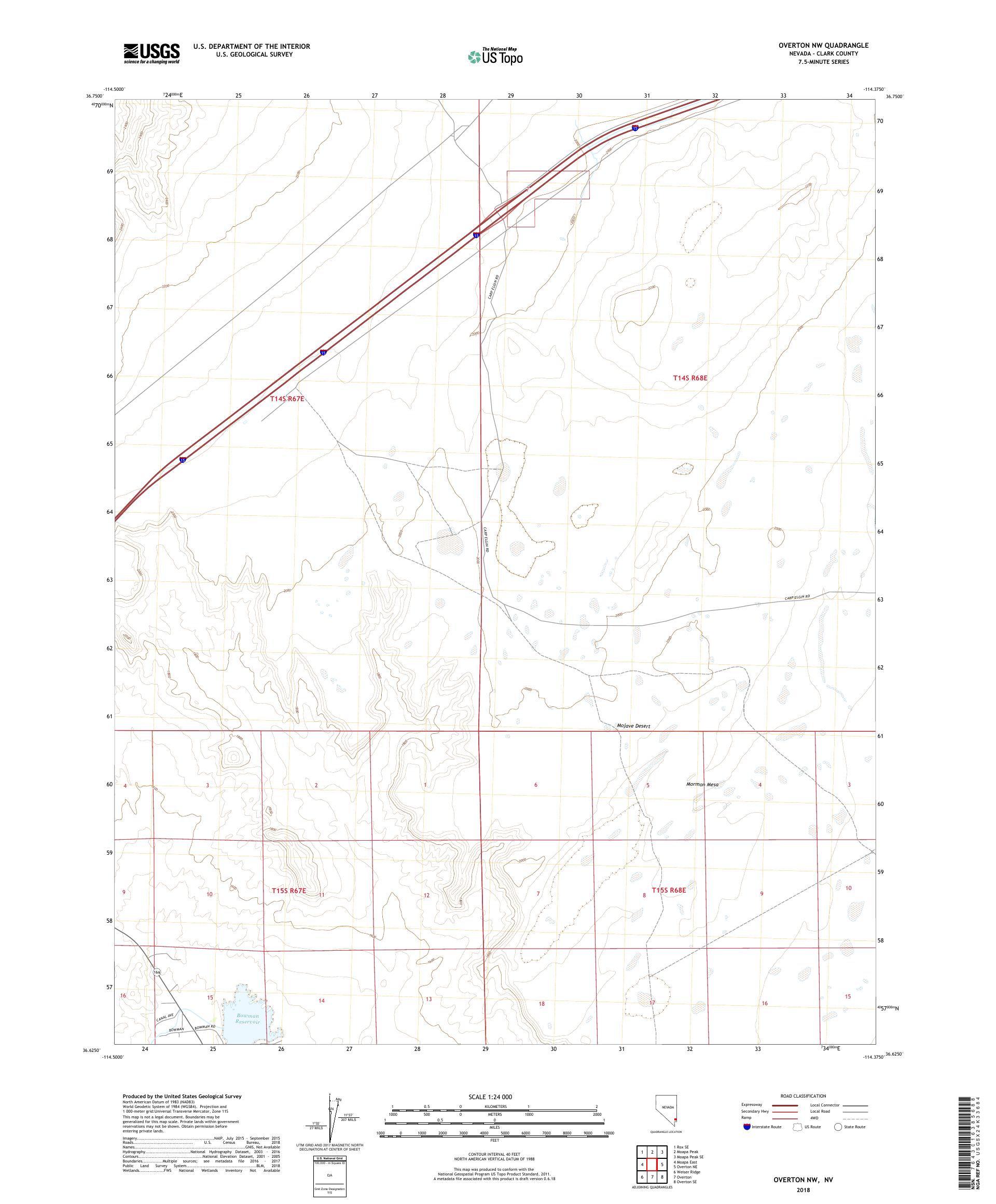MyTopo Overton NW, Nevada USGS Quad Topo Map