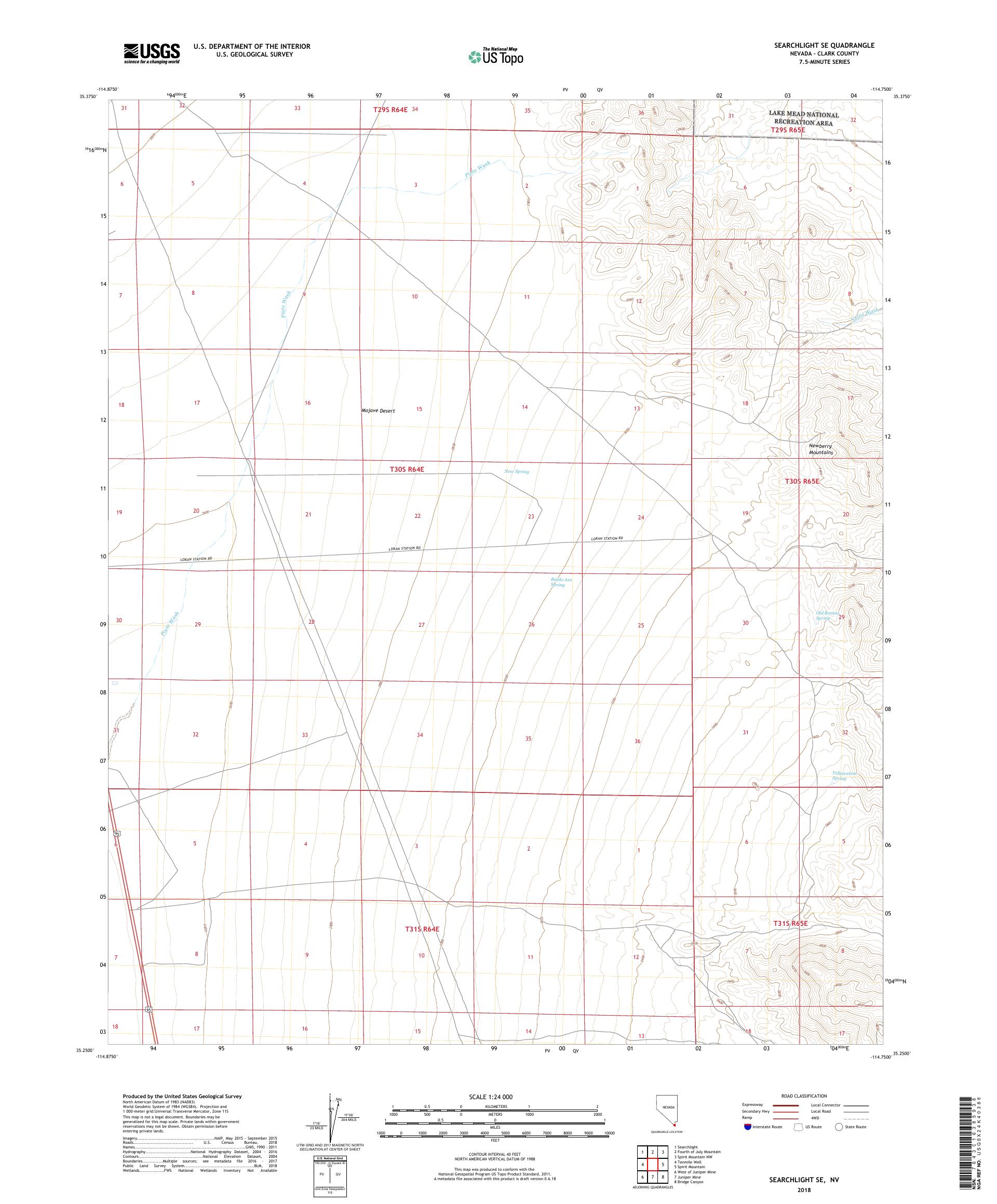 MyTopo Searchlight SE, Nevada USGS Quad Topo Map