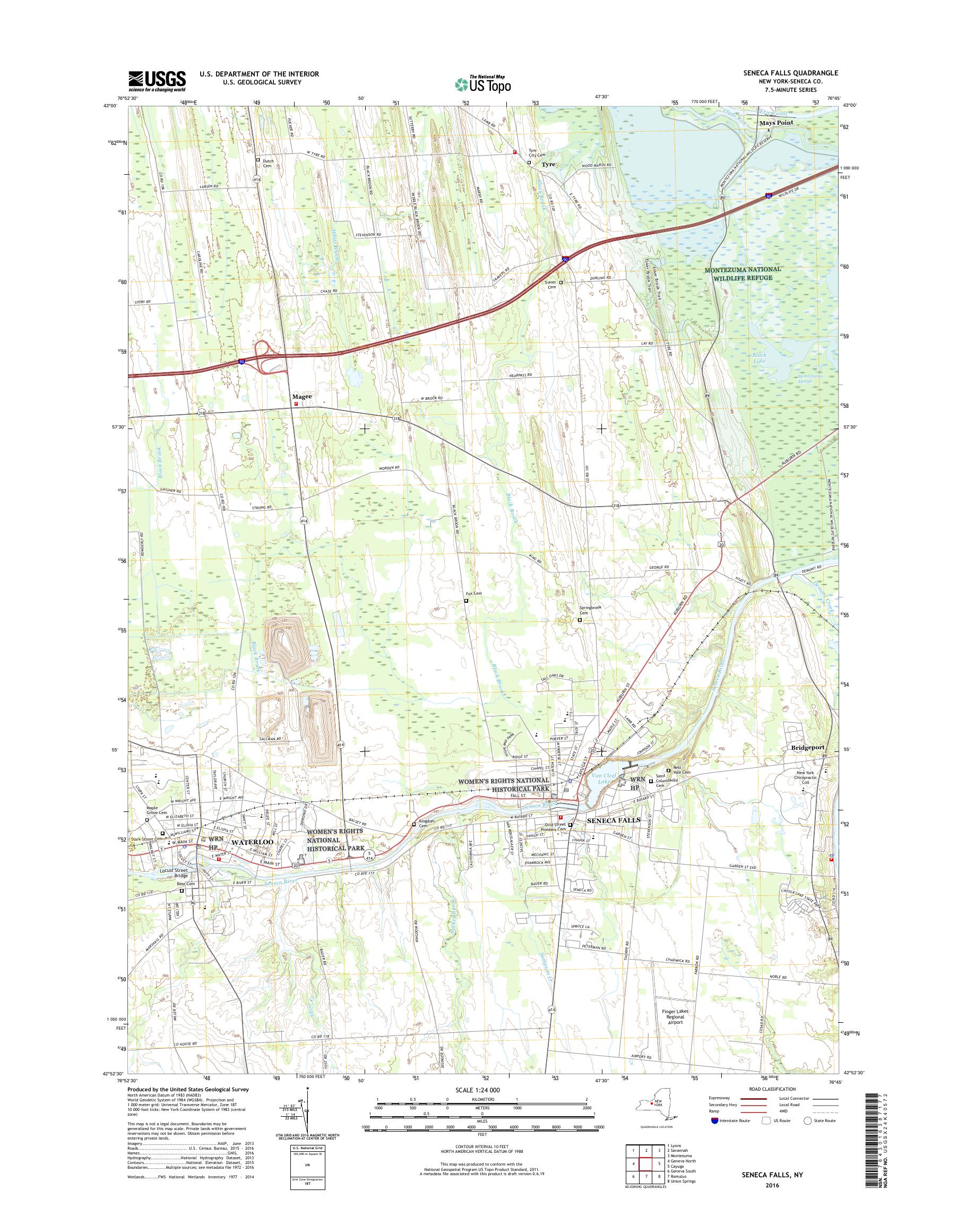 MyTopo Seneca Falls, New York USGS Quad Topo Map