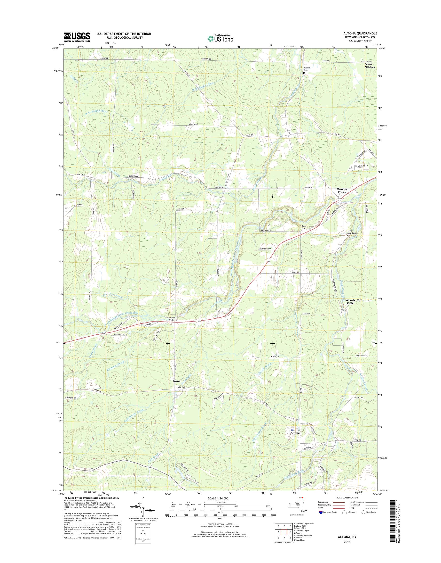 MyTopo Altona, New York USGS Quad Topo Map