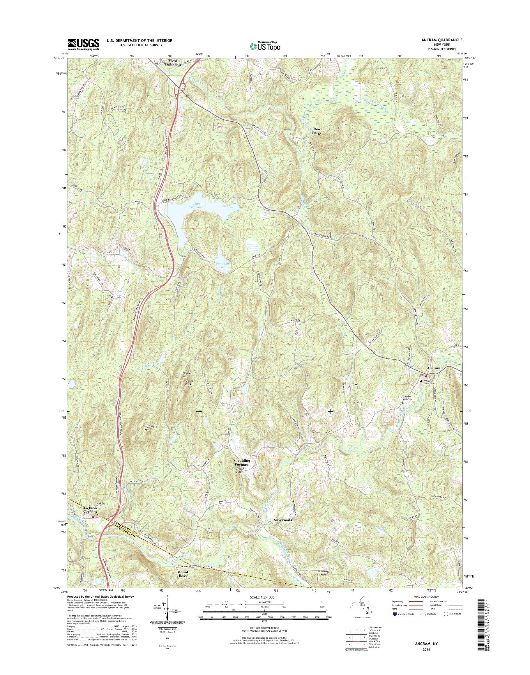 MyTopo Ancram, New York USGS Quad Topo Map