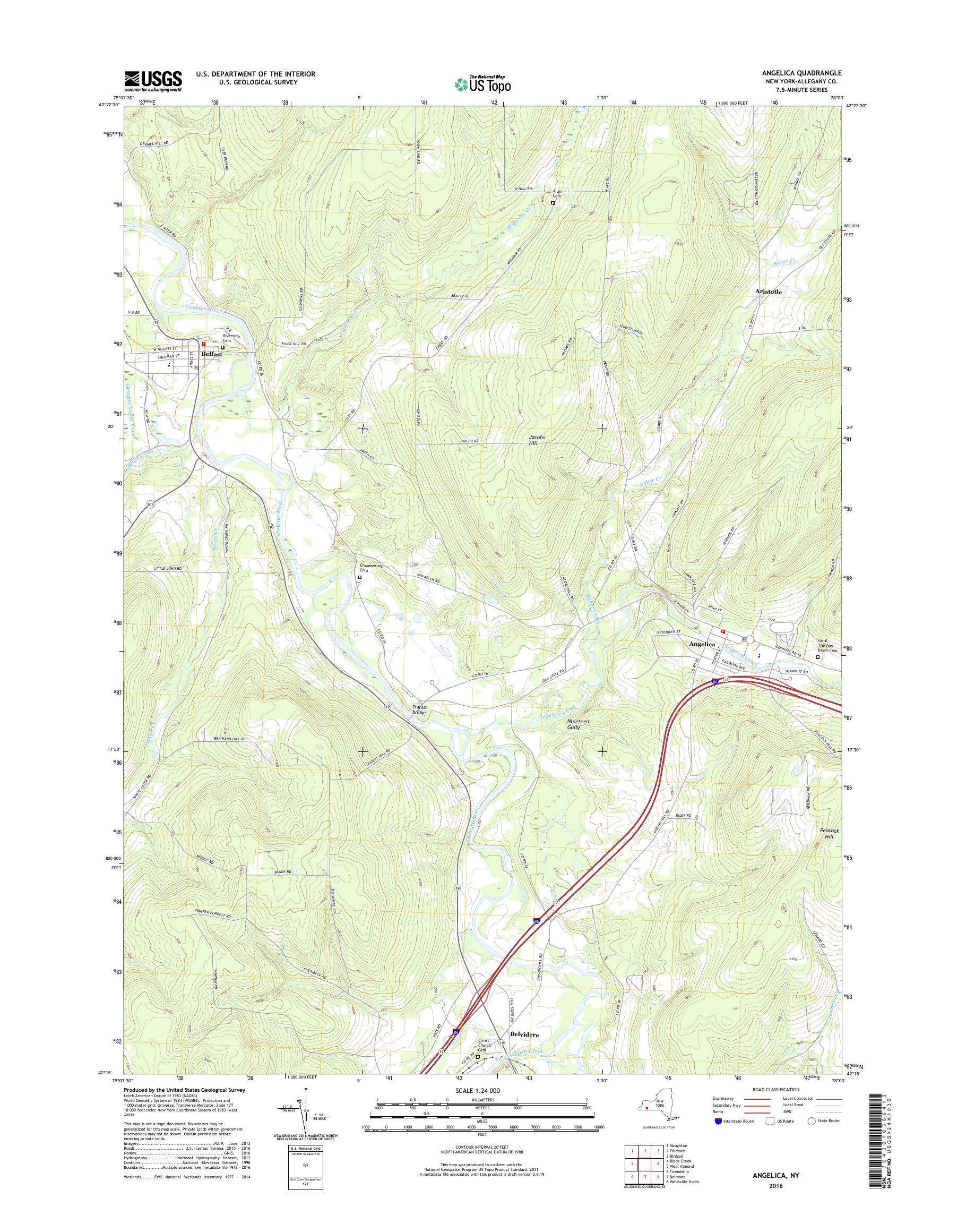 MyTopo Angelica, New York USGS Quad Topo Map