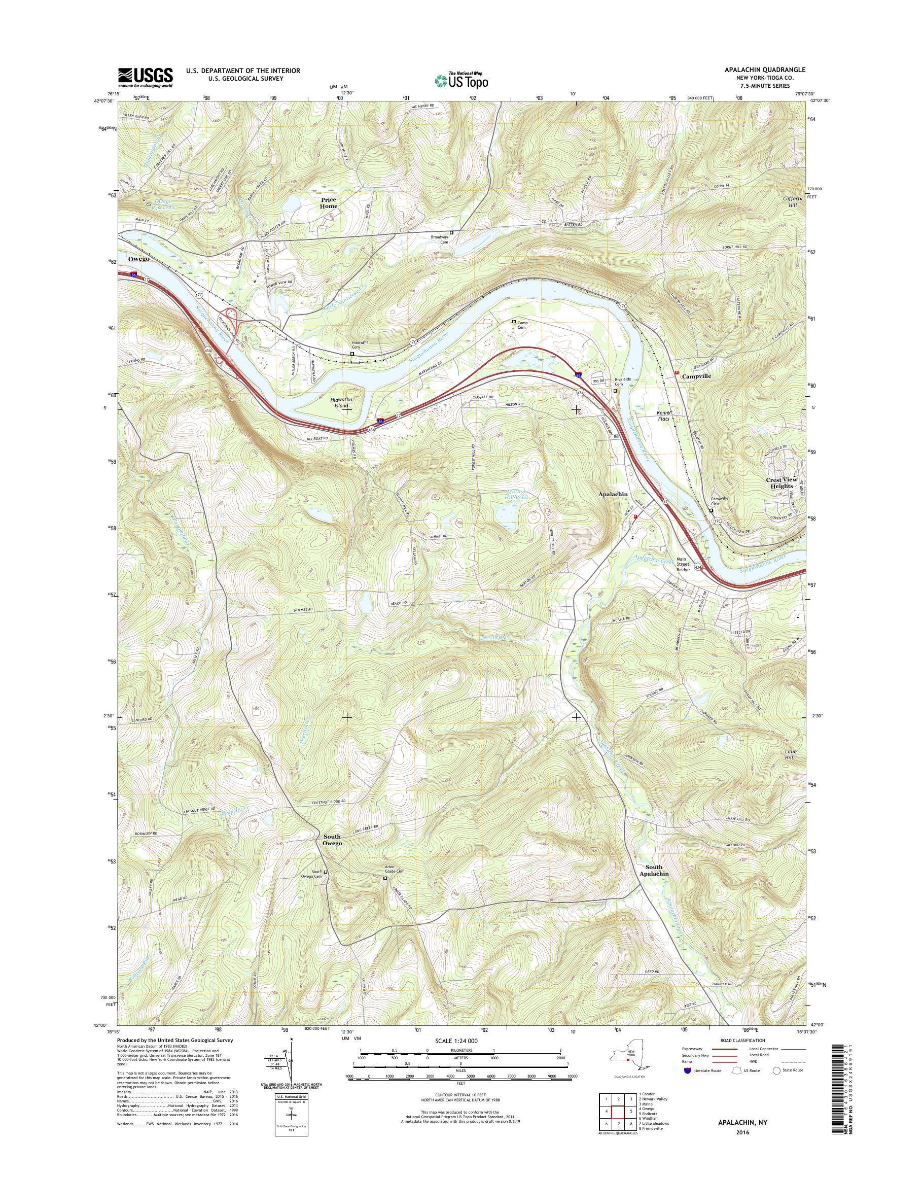MyTopo Apalachin, New York USGS Quad Topo Map