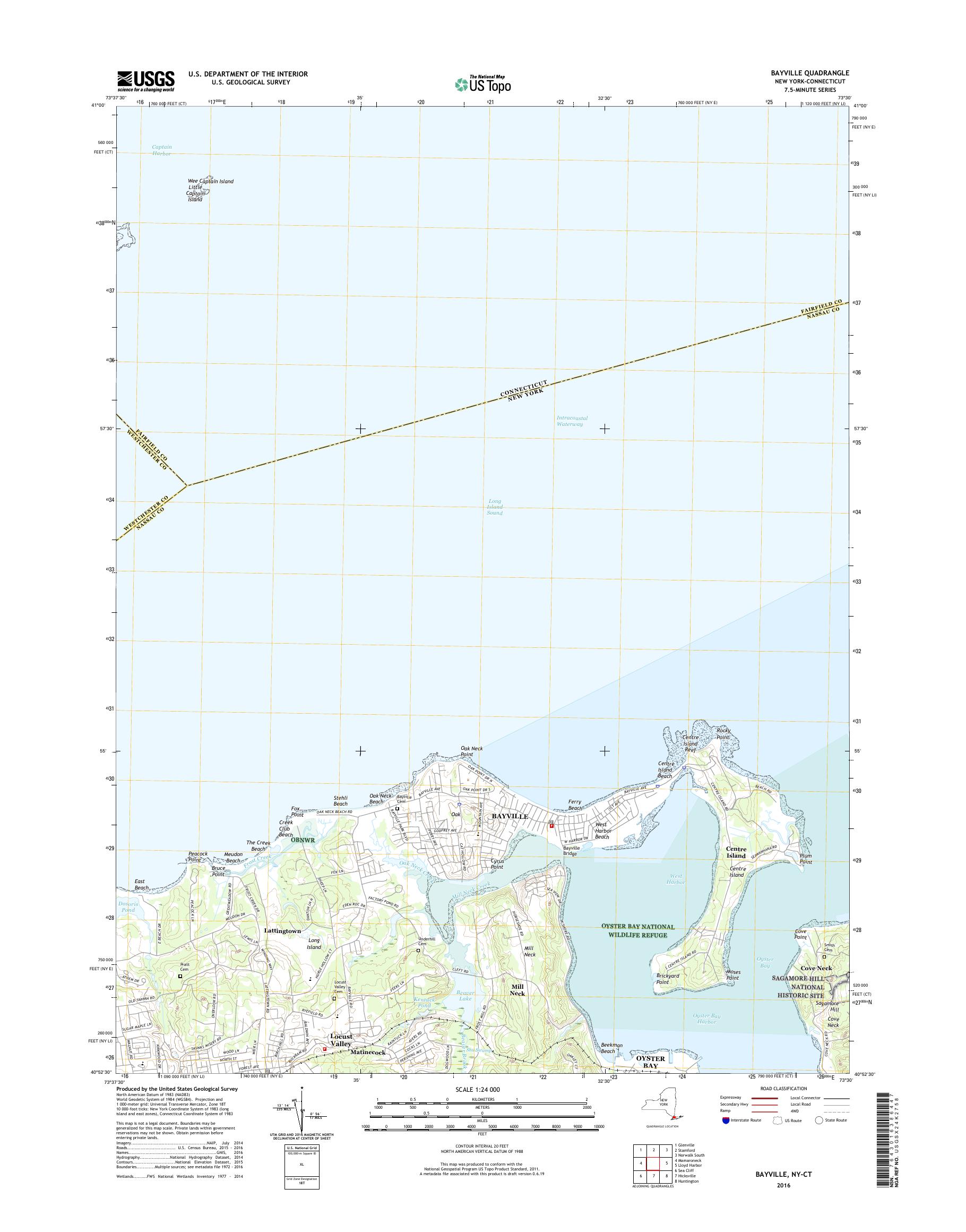 MyTopo Bayville, New York USGS Quad Topo Map