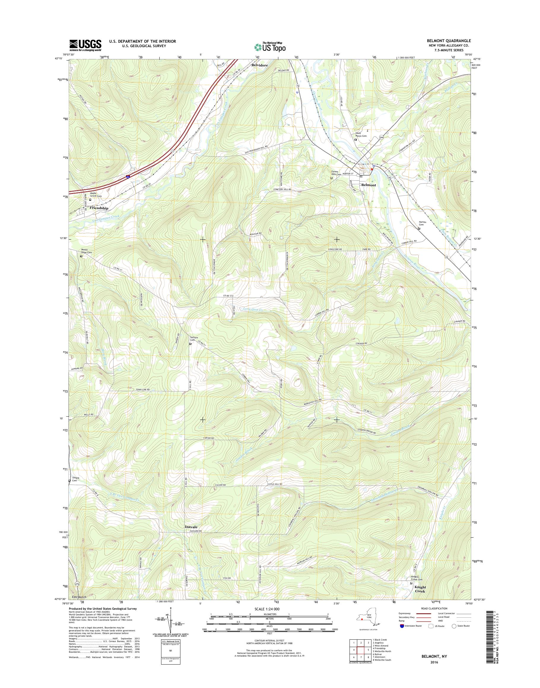 MyTopo Belmont, New York USGS Quad Topo Map