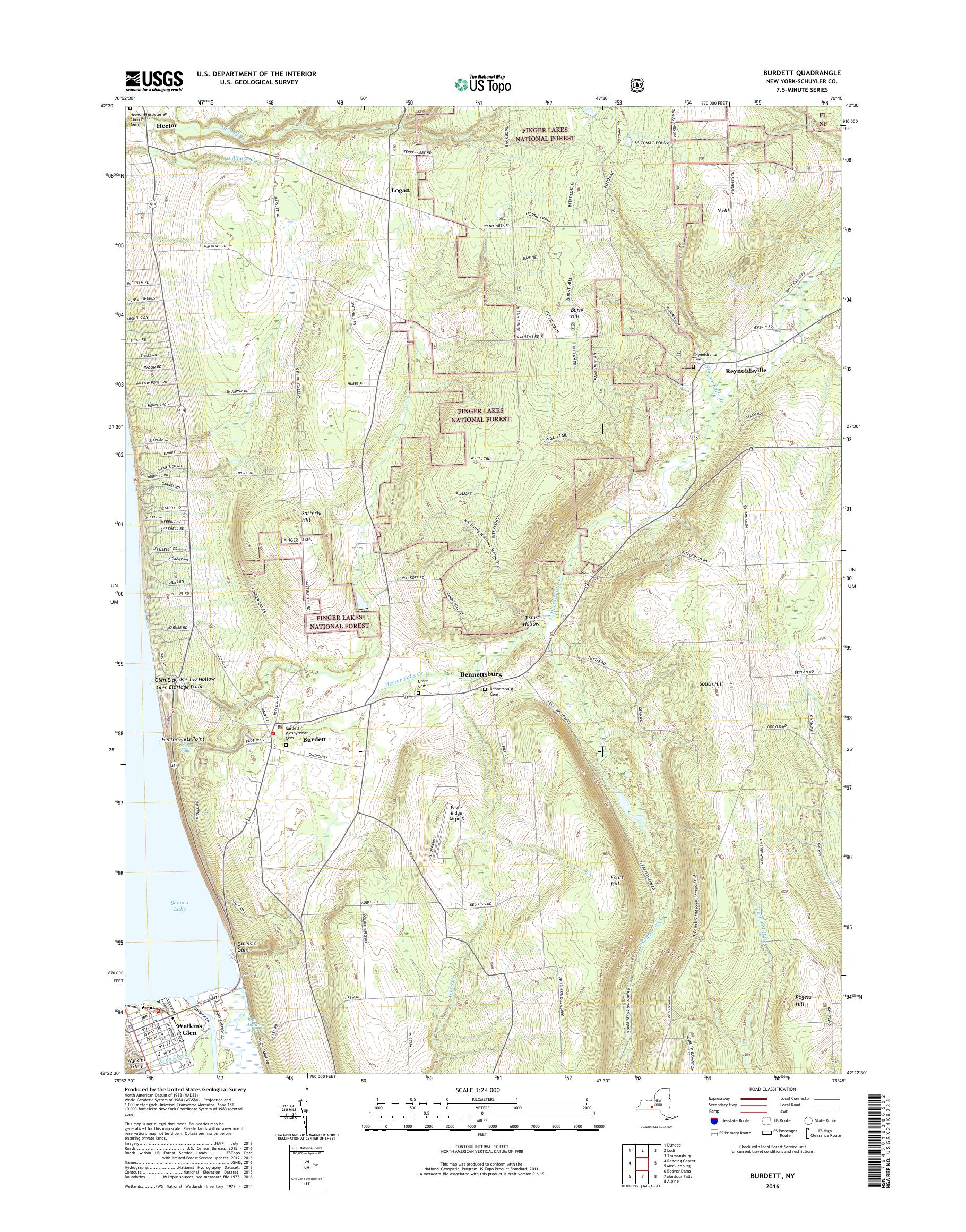 MyTopo Burdett, New York USGS Quad Topo Map