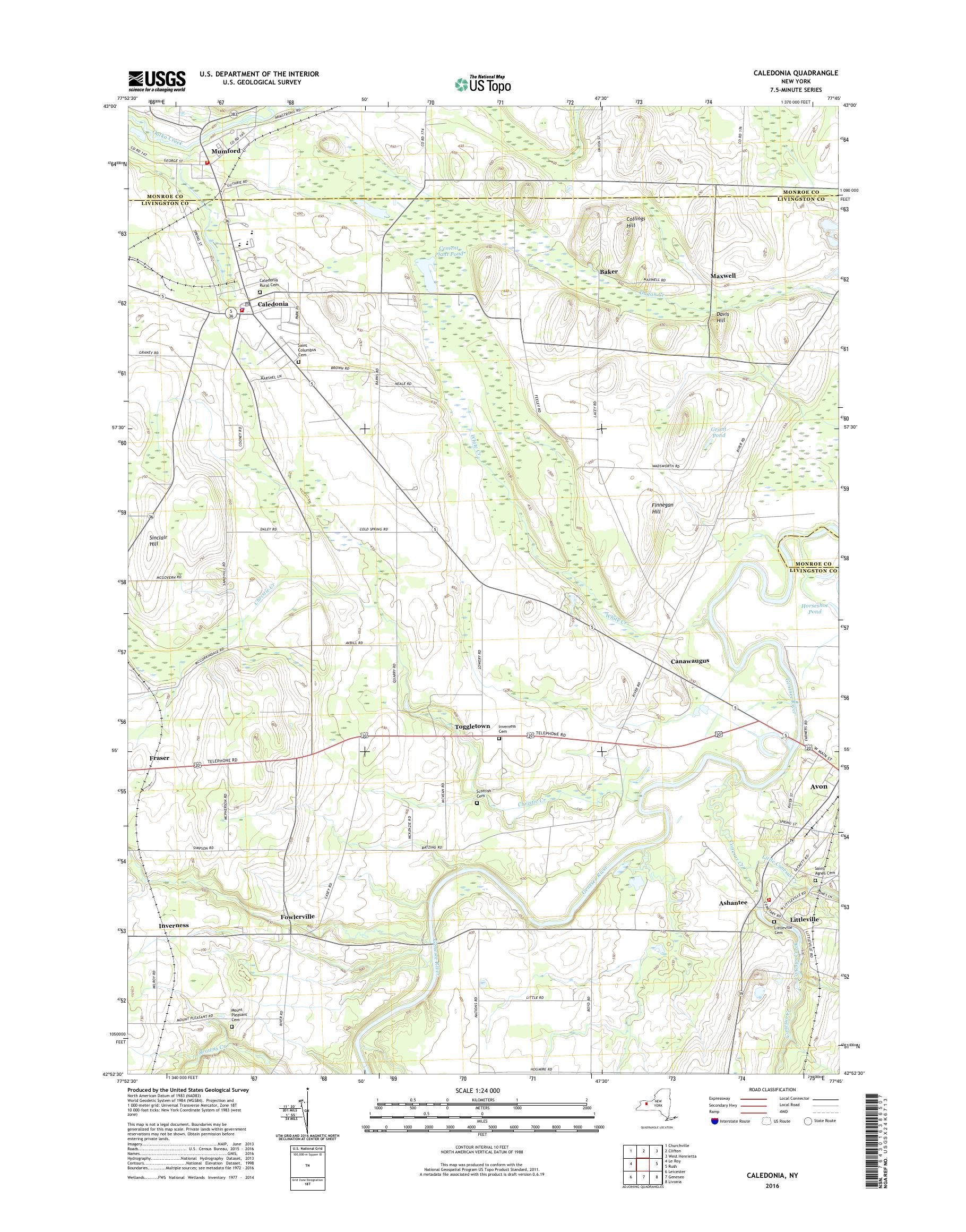 MyTopo Caledonia, New York USGS Quad Topo Map