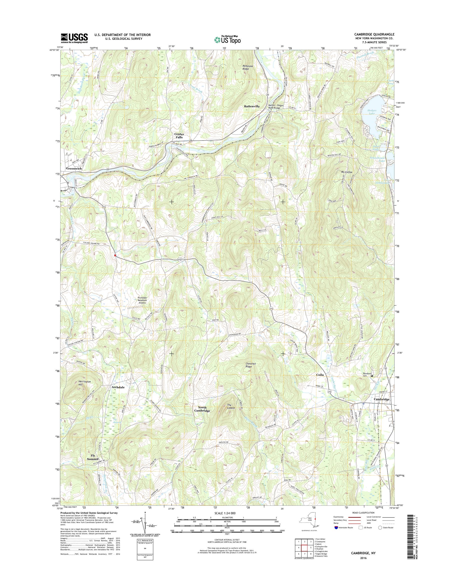 MyTopo Cambridge, New York USGS Quad Topo Map