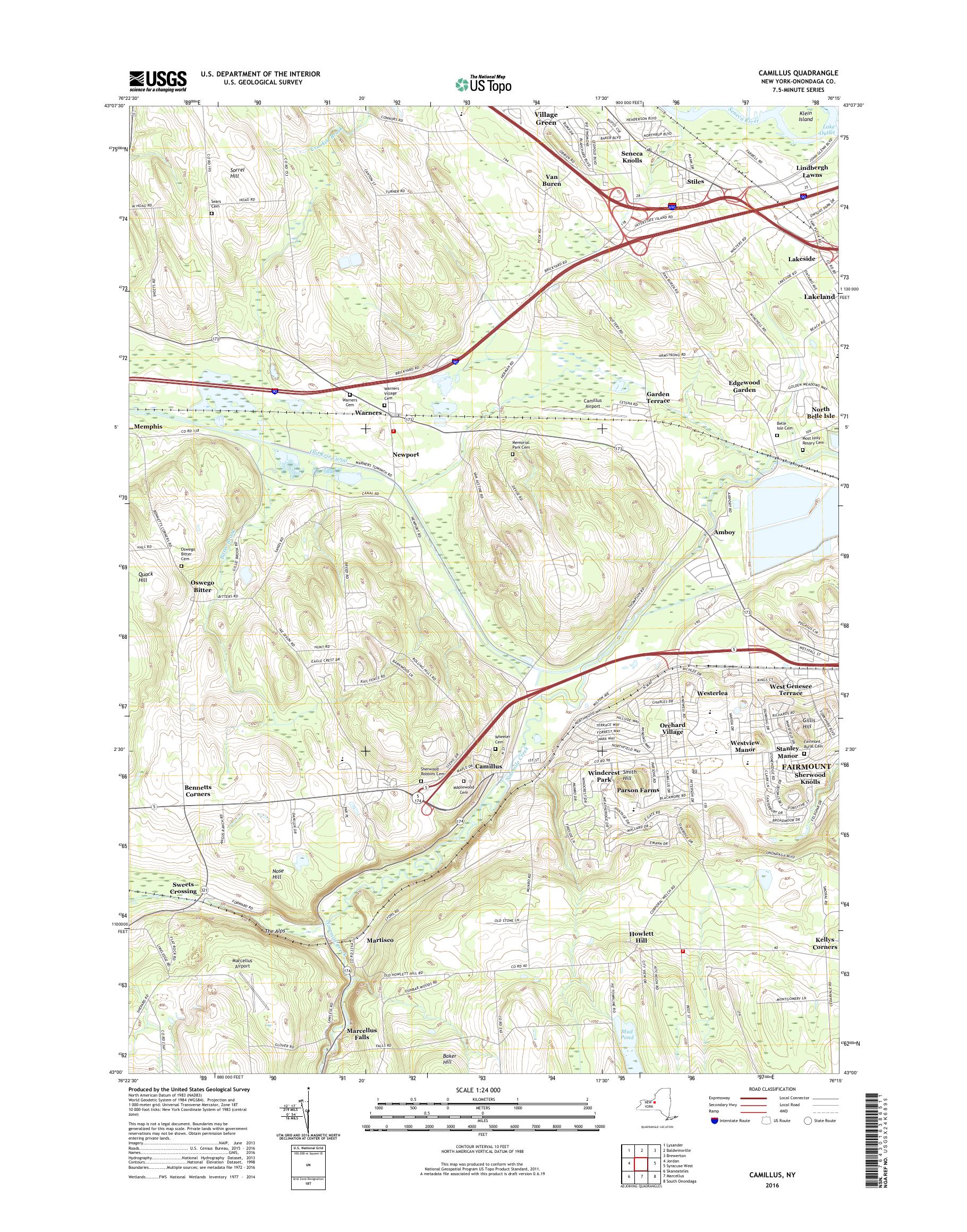 MyTopo Camillus, New York USGS Quad Topo Map