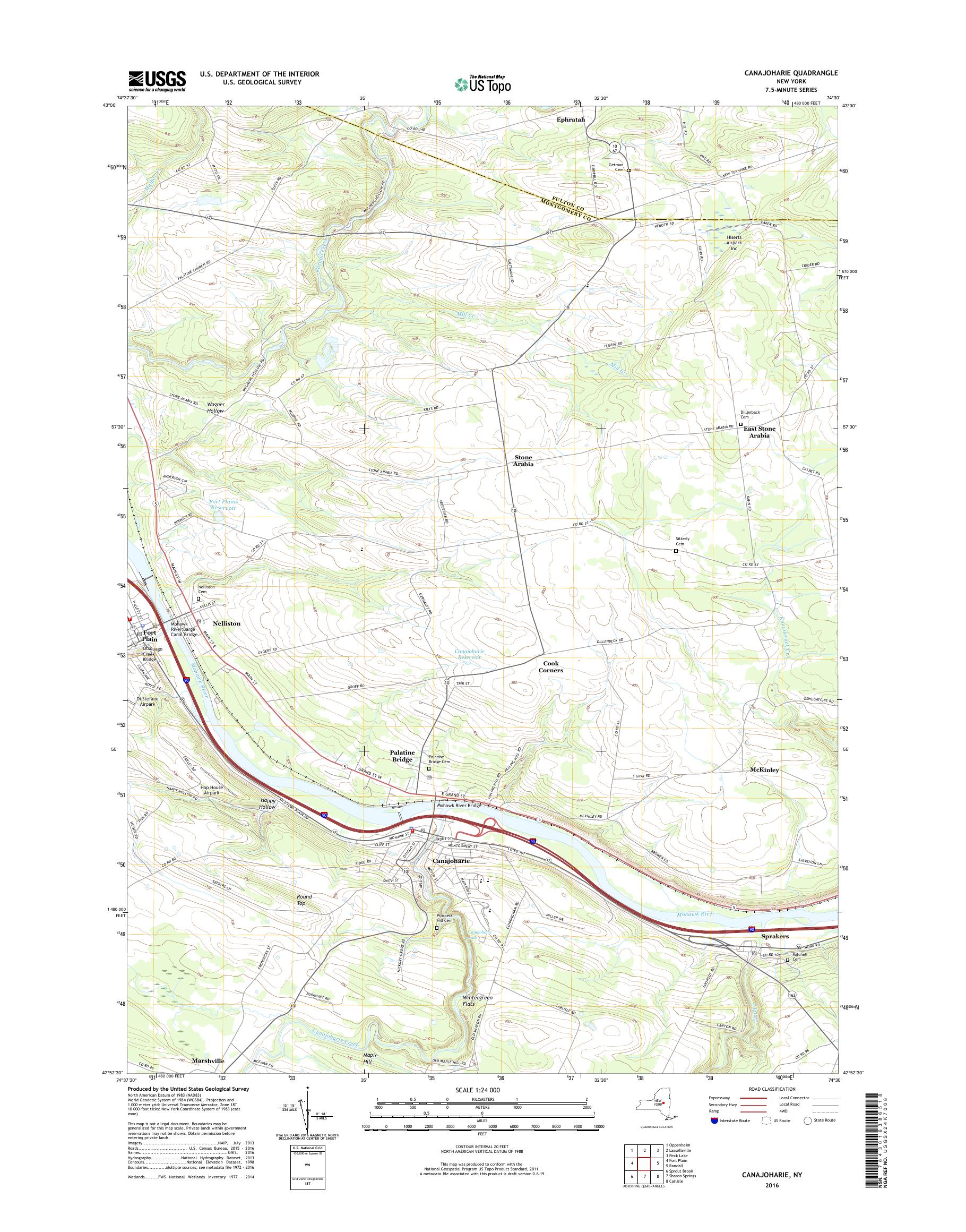 MyTopo Canajoharie, New York USGS Quad Topo Map
