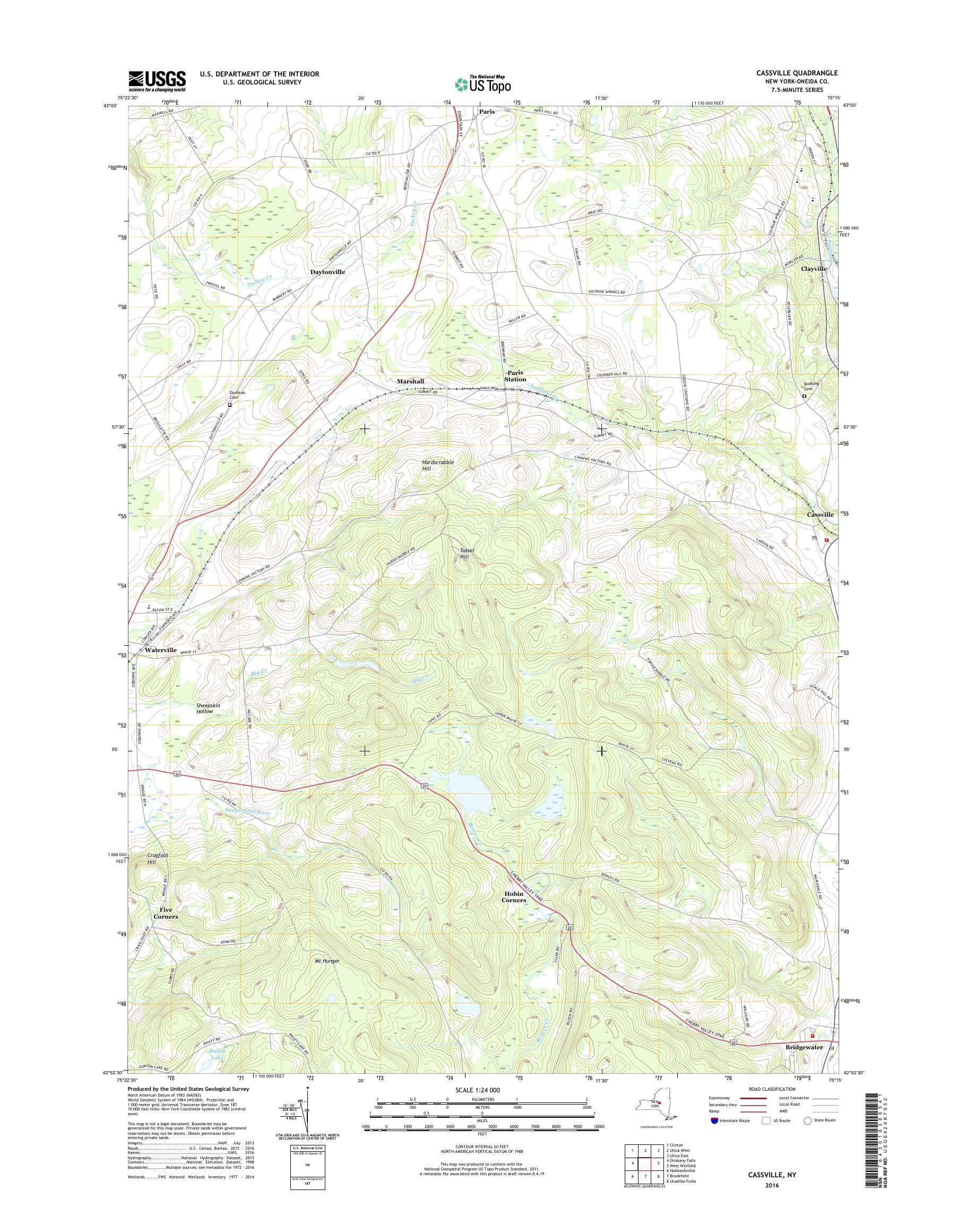 MyTopo Cassville, New York USGS Quad Topo Map