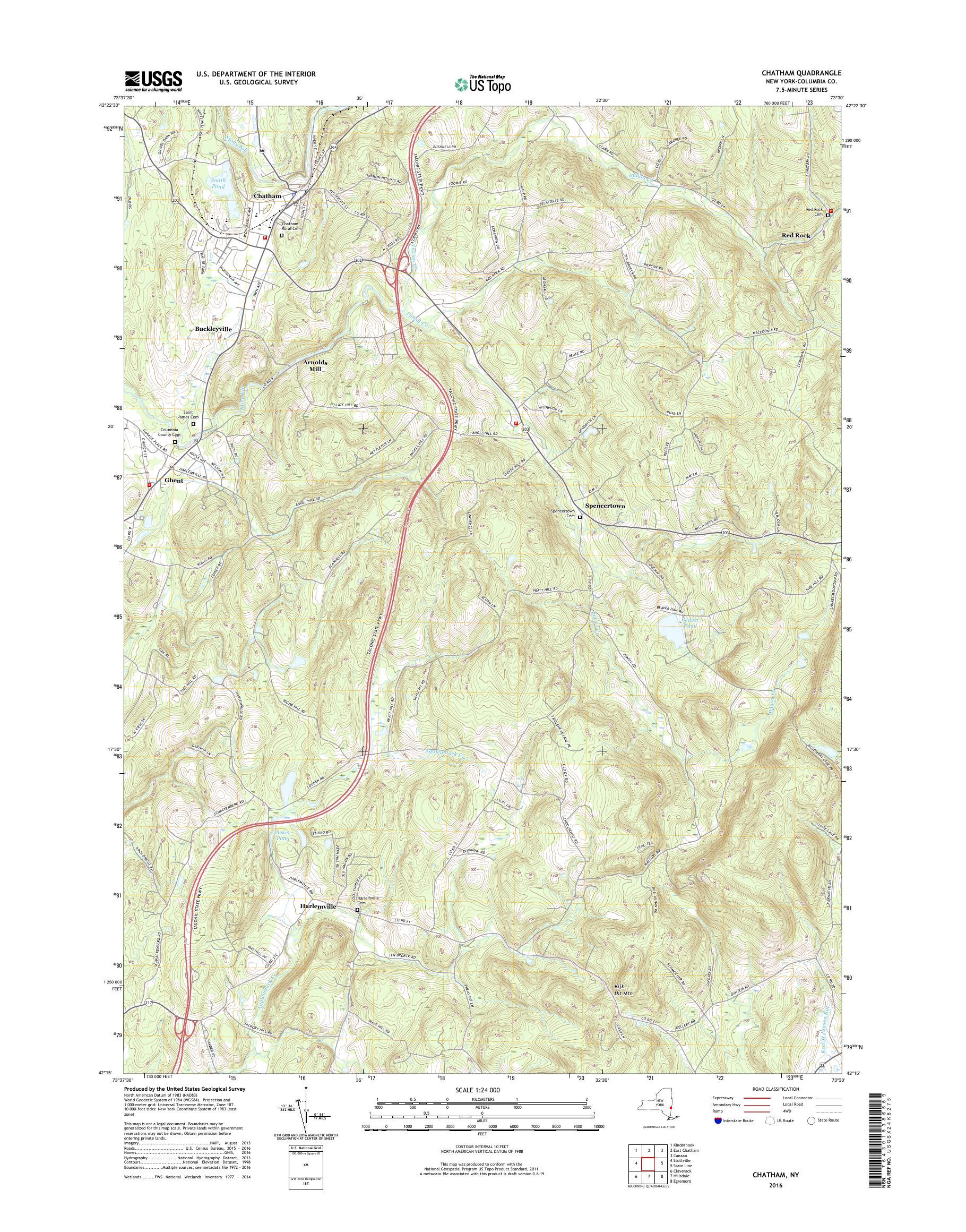 MyTopo Chatham, New York USGS Quad Topo Map