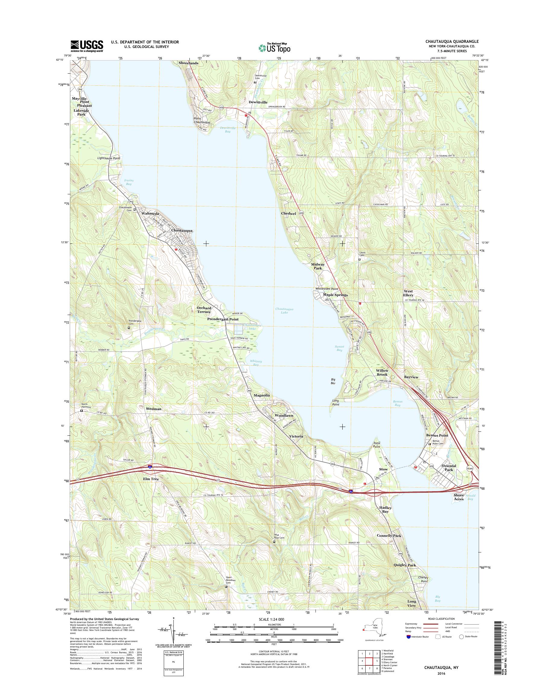 MyTopo Chautauqua, New York USGS Quad Topo Map