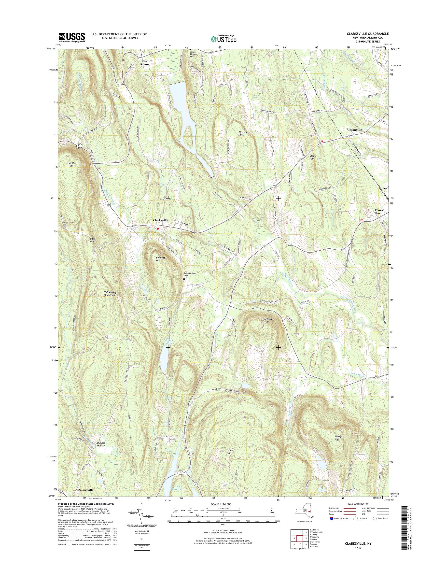 MyTopo Clarksville, New York USGS Quad Topo Map