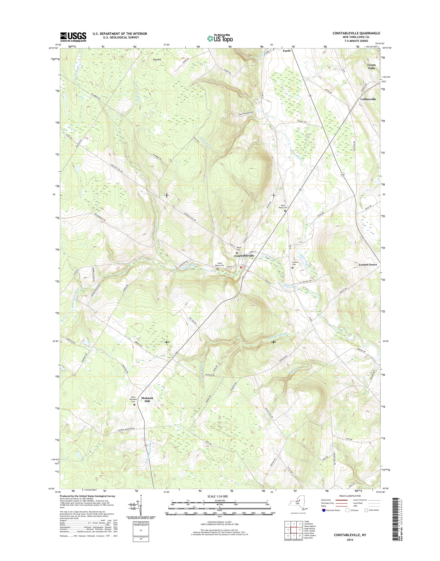 MyTopo Constableville, New York USGS Quad Topo Map