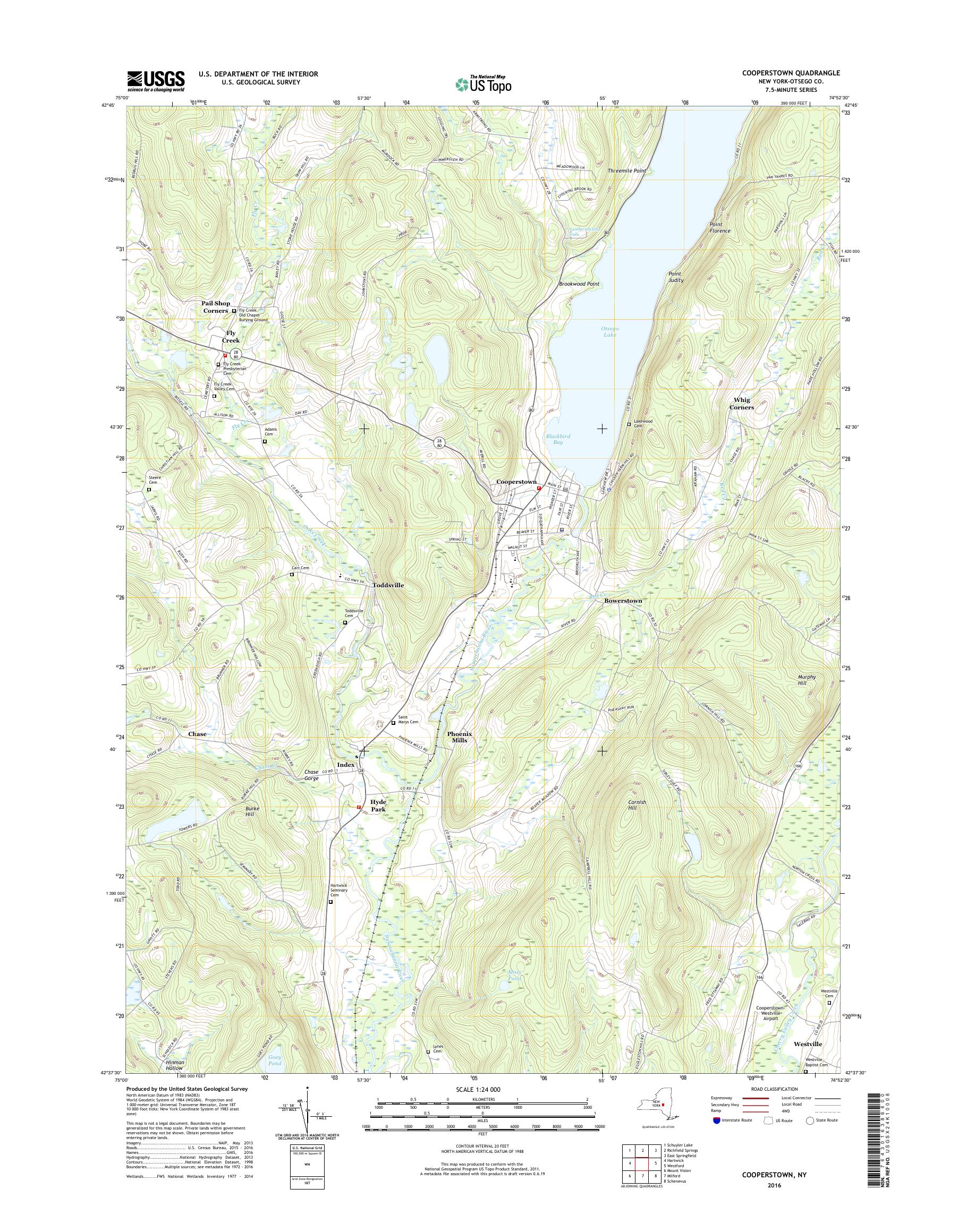MyTopo Cooperstown, New York USGS Quad Topo Map