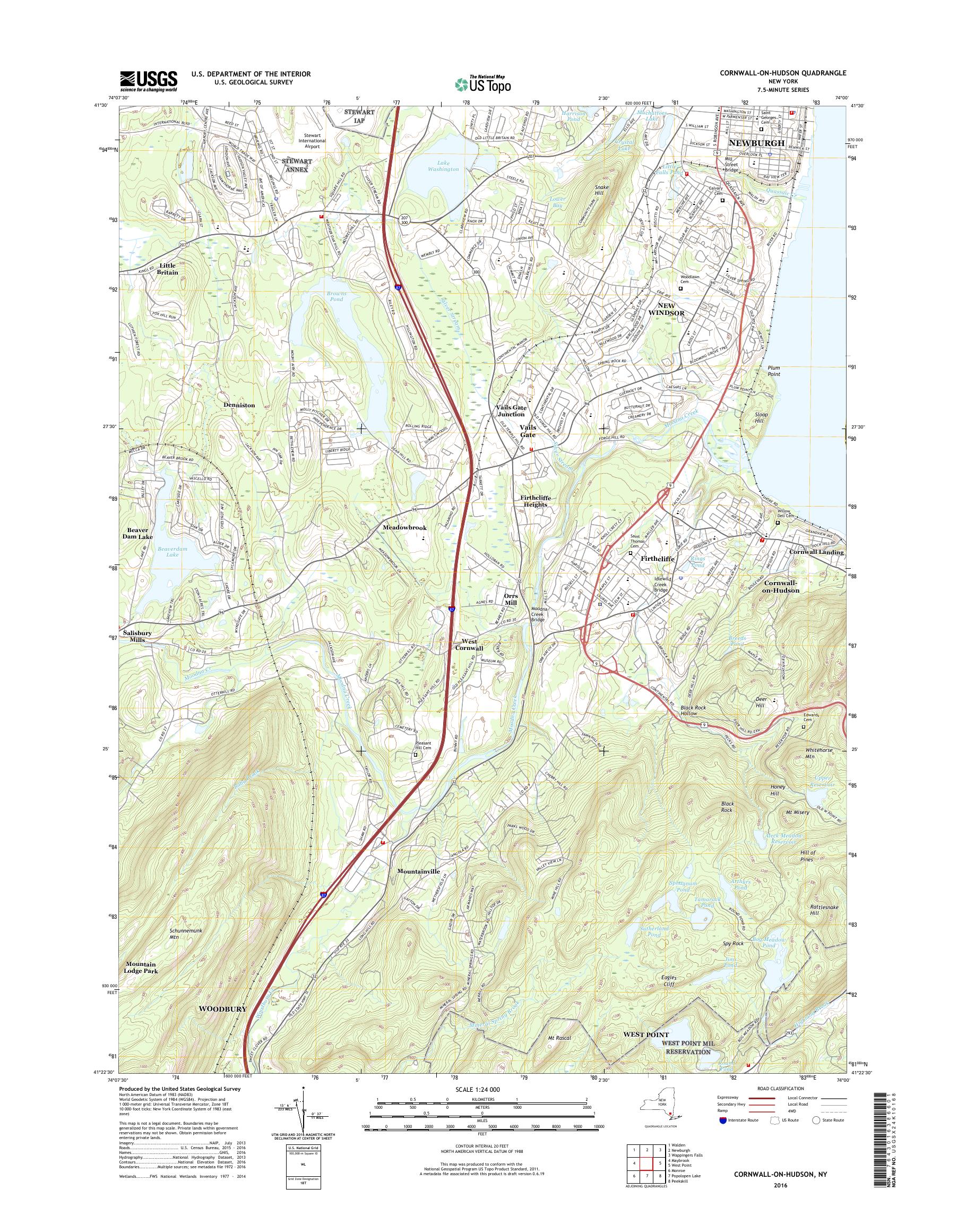 MyTopo Cornwallonhudson, New York USGS Quad Topo Map