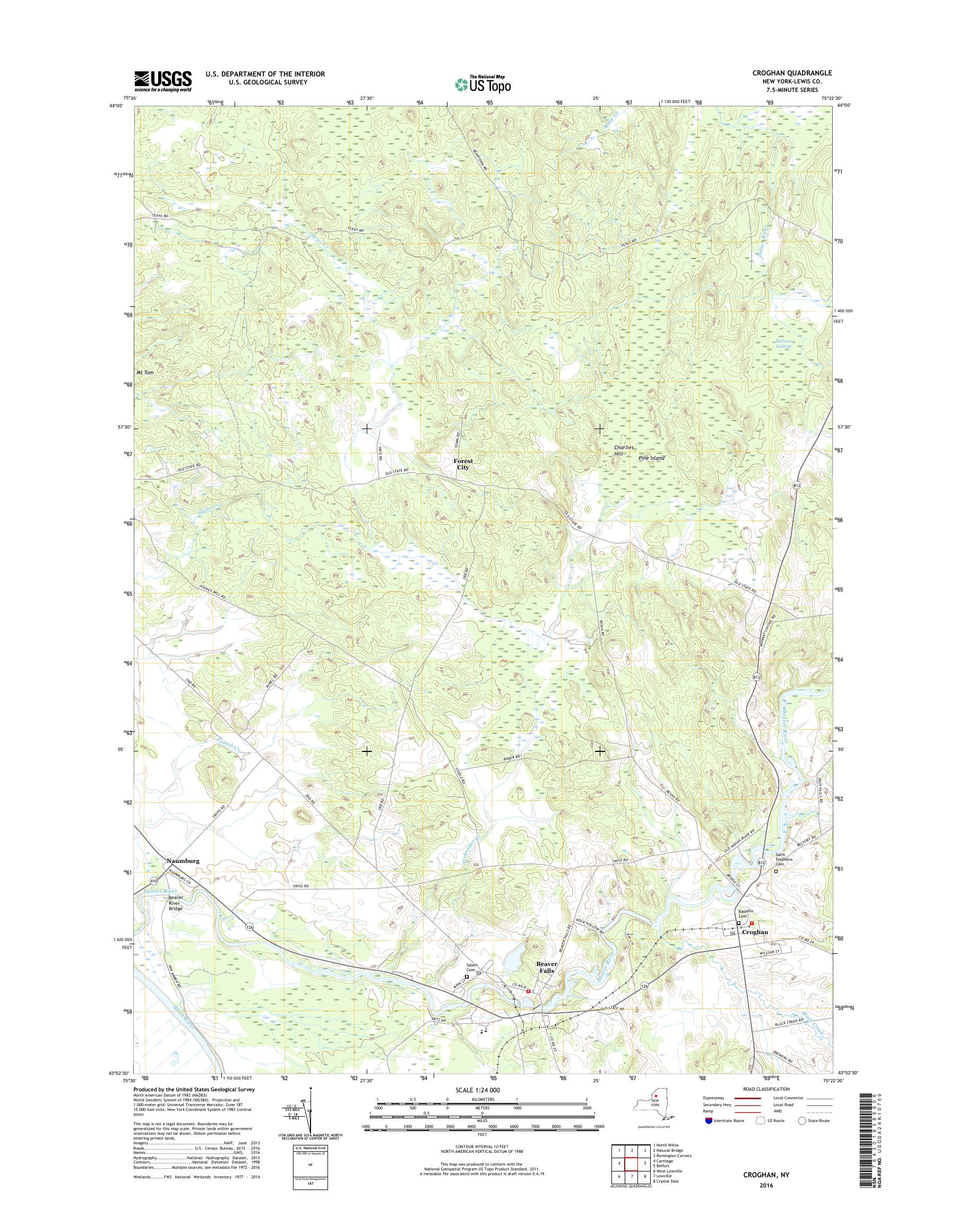 MyTopo Croghan, New York USGS Quad Topo Map