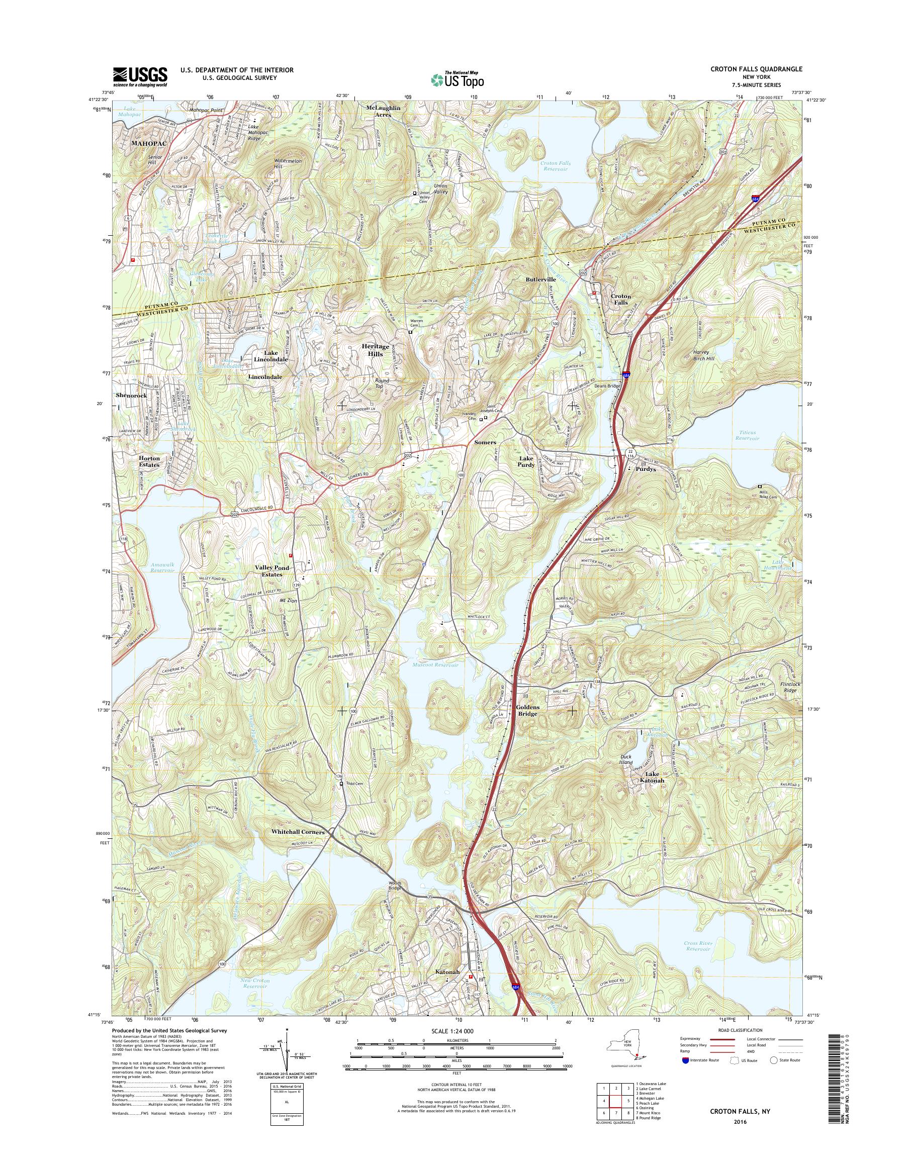 MyTopo Croton Falls, New York USGS Quad Topo Map