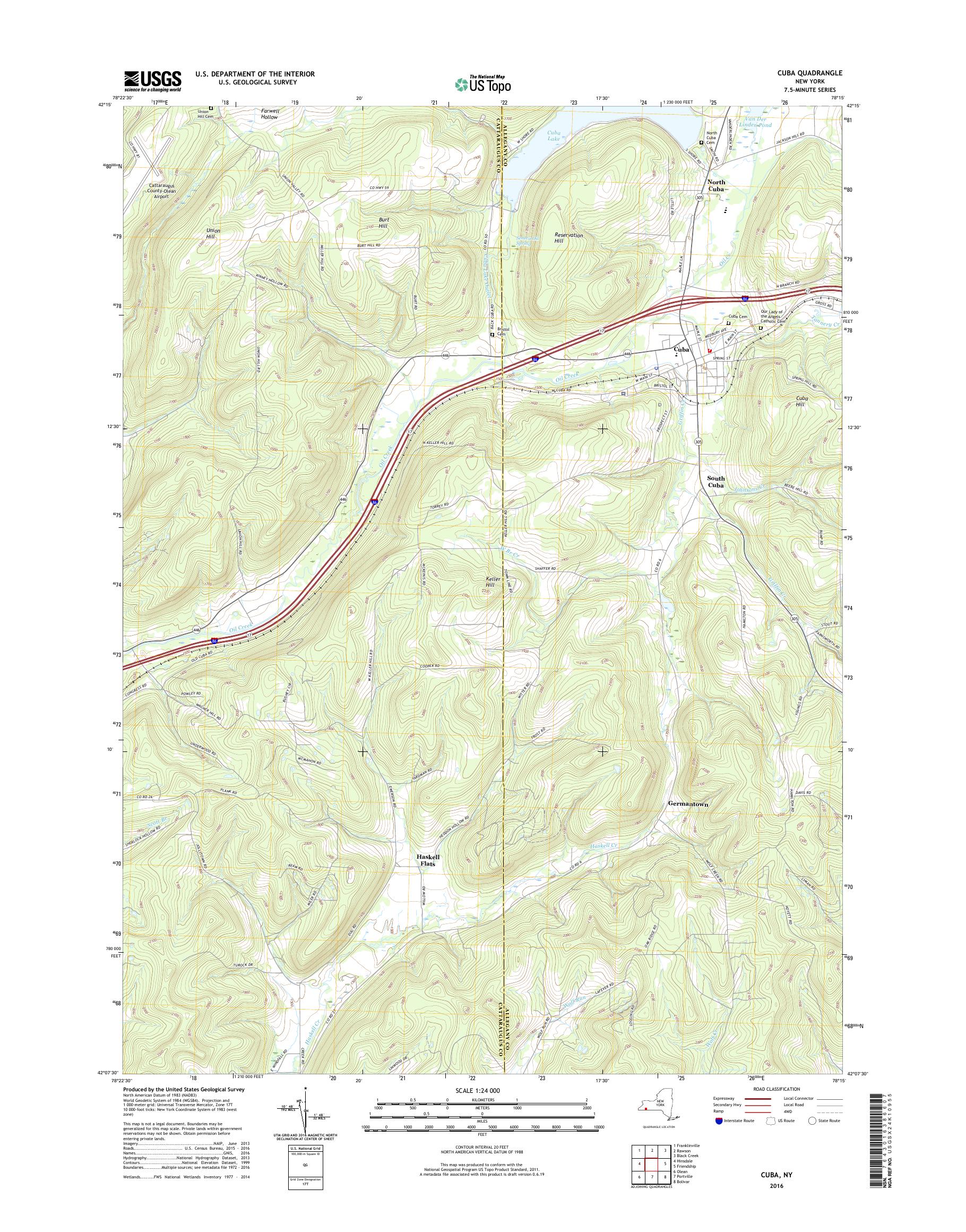 MyTopo Cuba, New York USGS Quad Topo Map