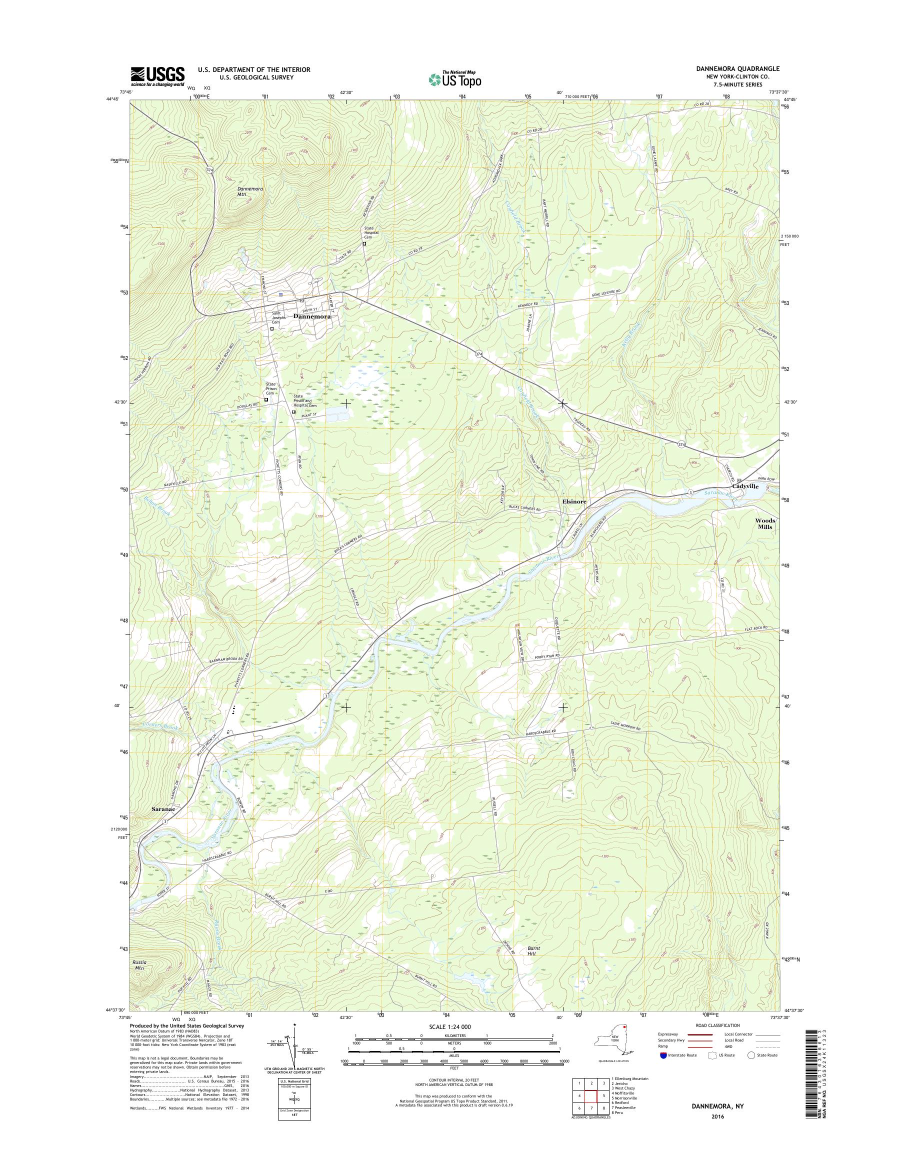 MyTopo Dannemora, New York USGS Quad Topo Map