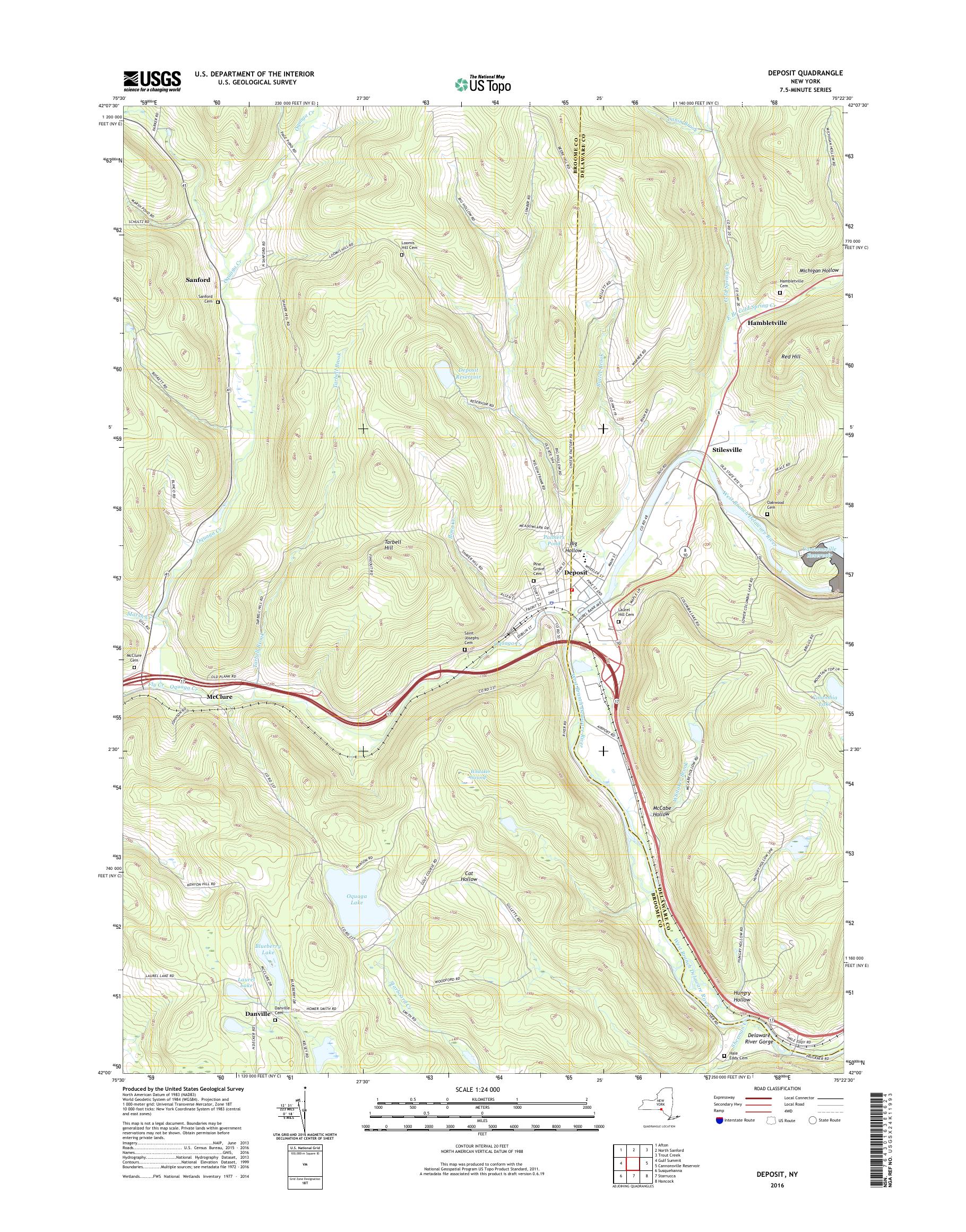 MyTopo Deposit, New York USGS Quad Topo Map