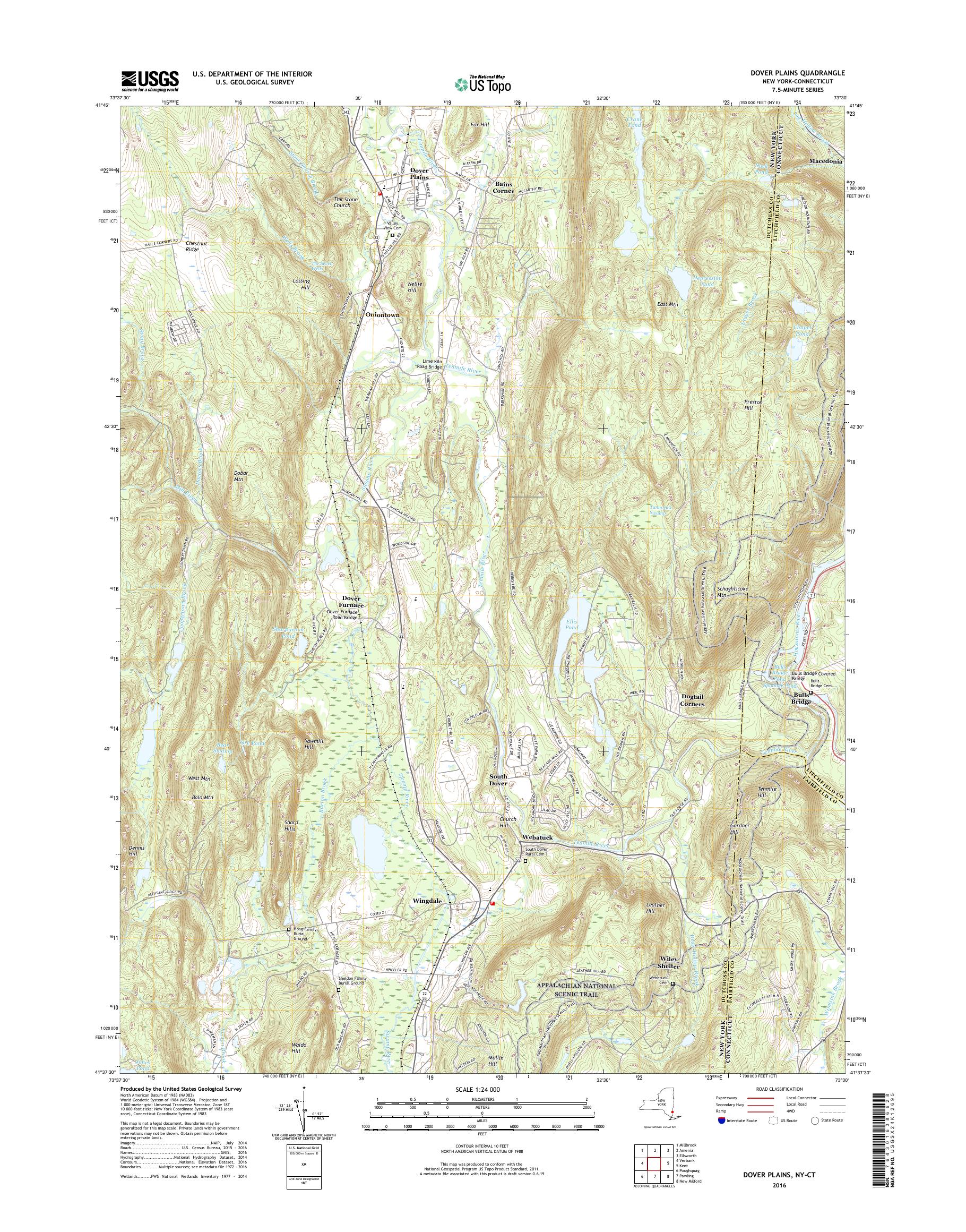 MyTopo Dover Plains, New York USGS Quad Topo Map