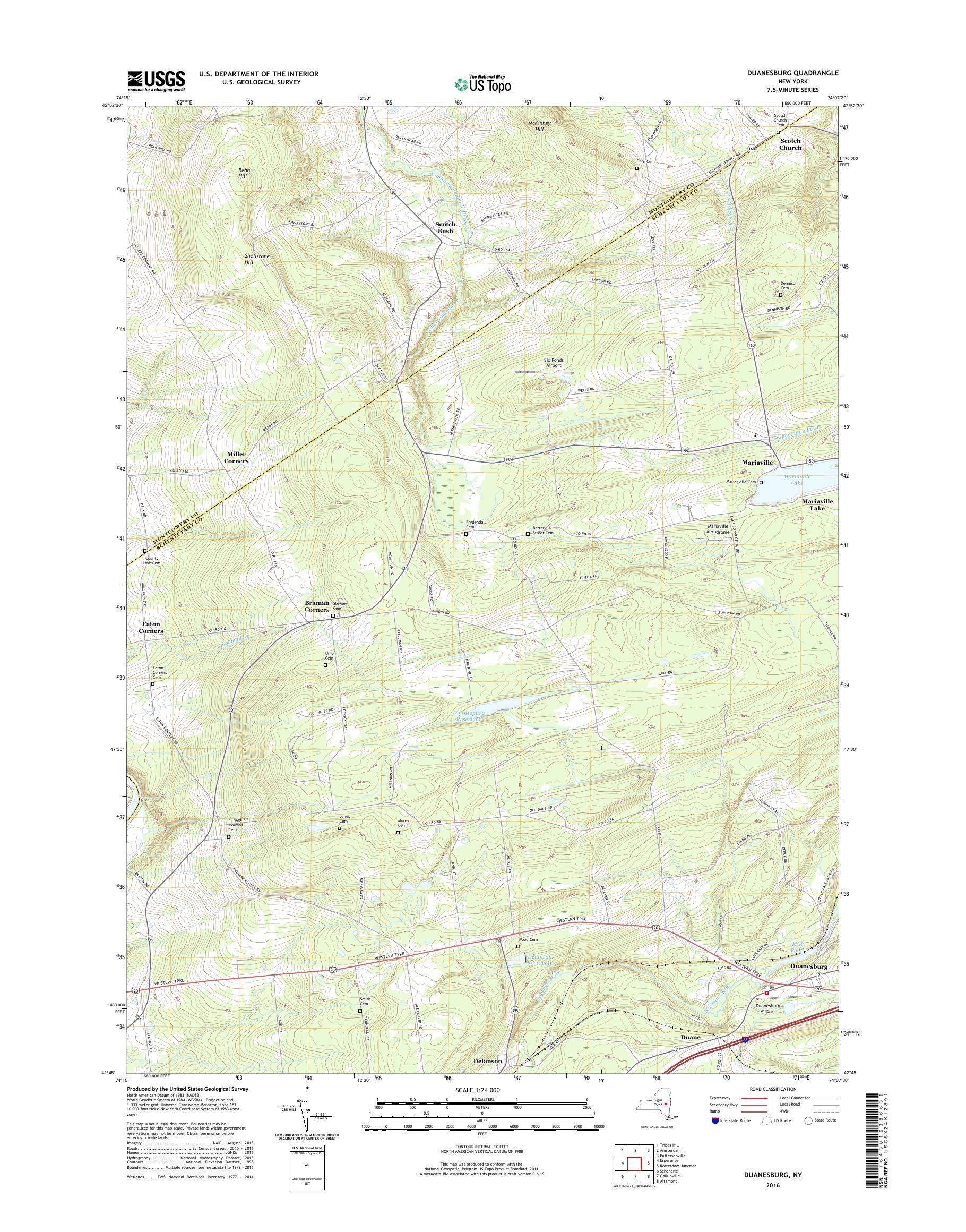 MyTopo Duanesburg, New York USGS Quad Topo Map