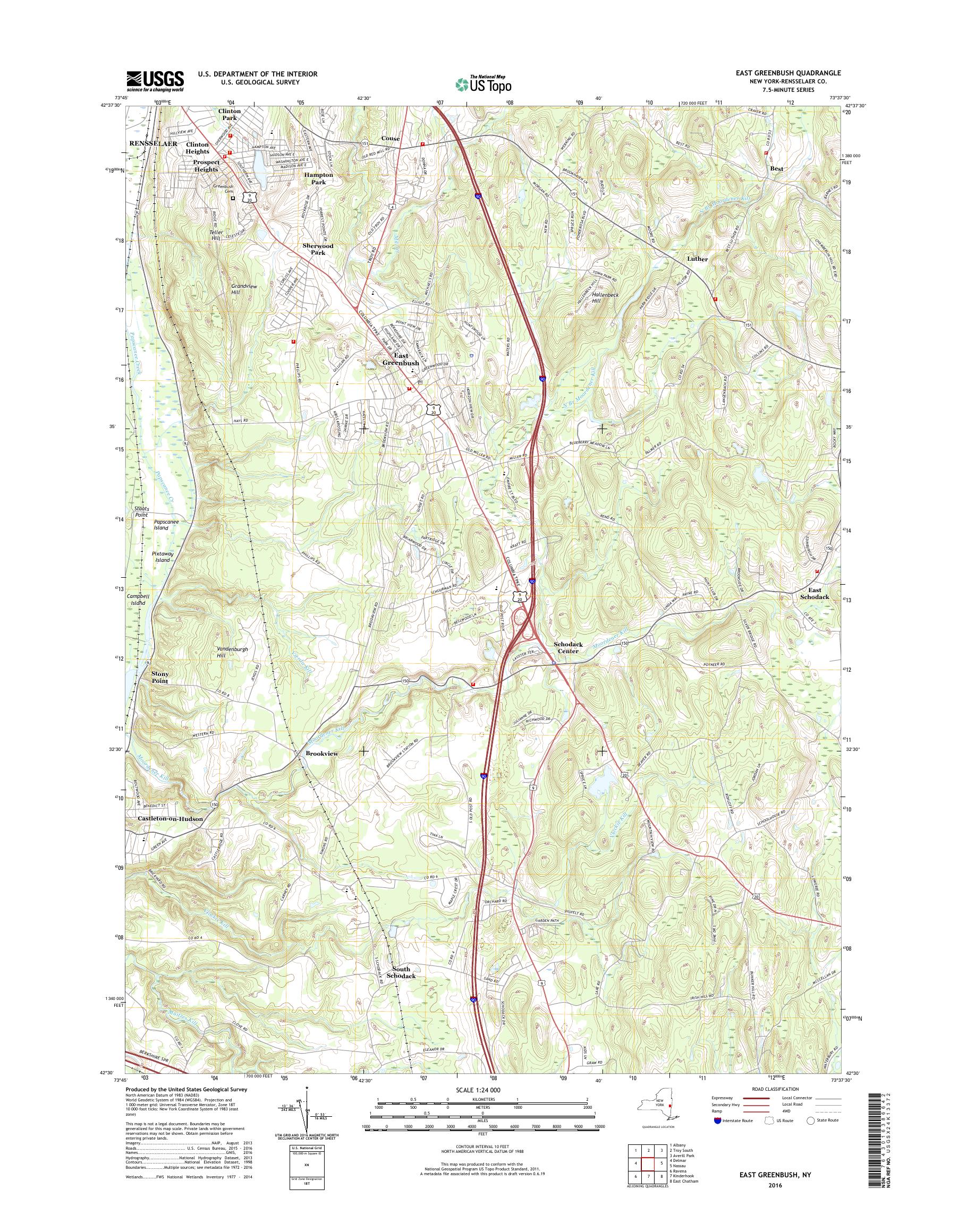 MyTopo East Greenbush, New York USGS Quad Topo Map
