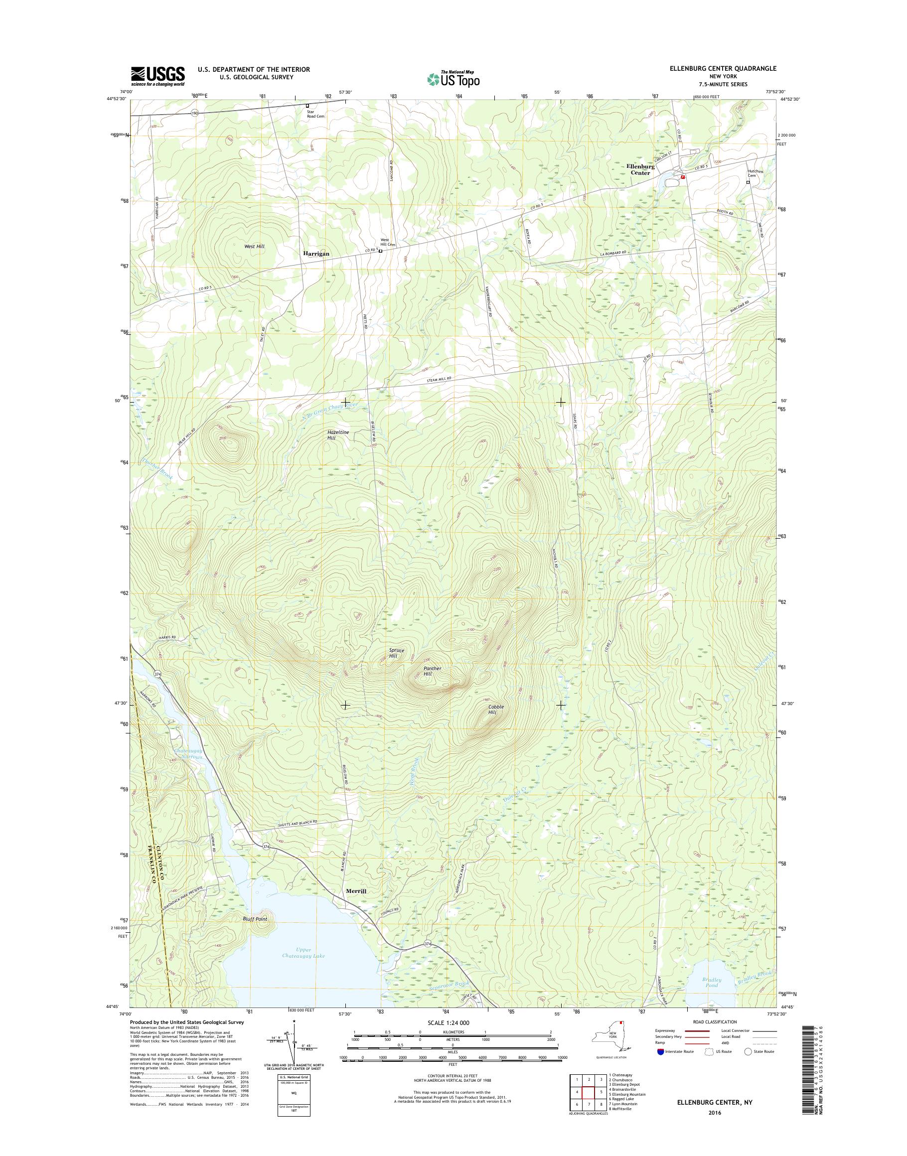 MyTopo Ellenburg Center, New York USGS Quad Topo Map