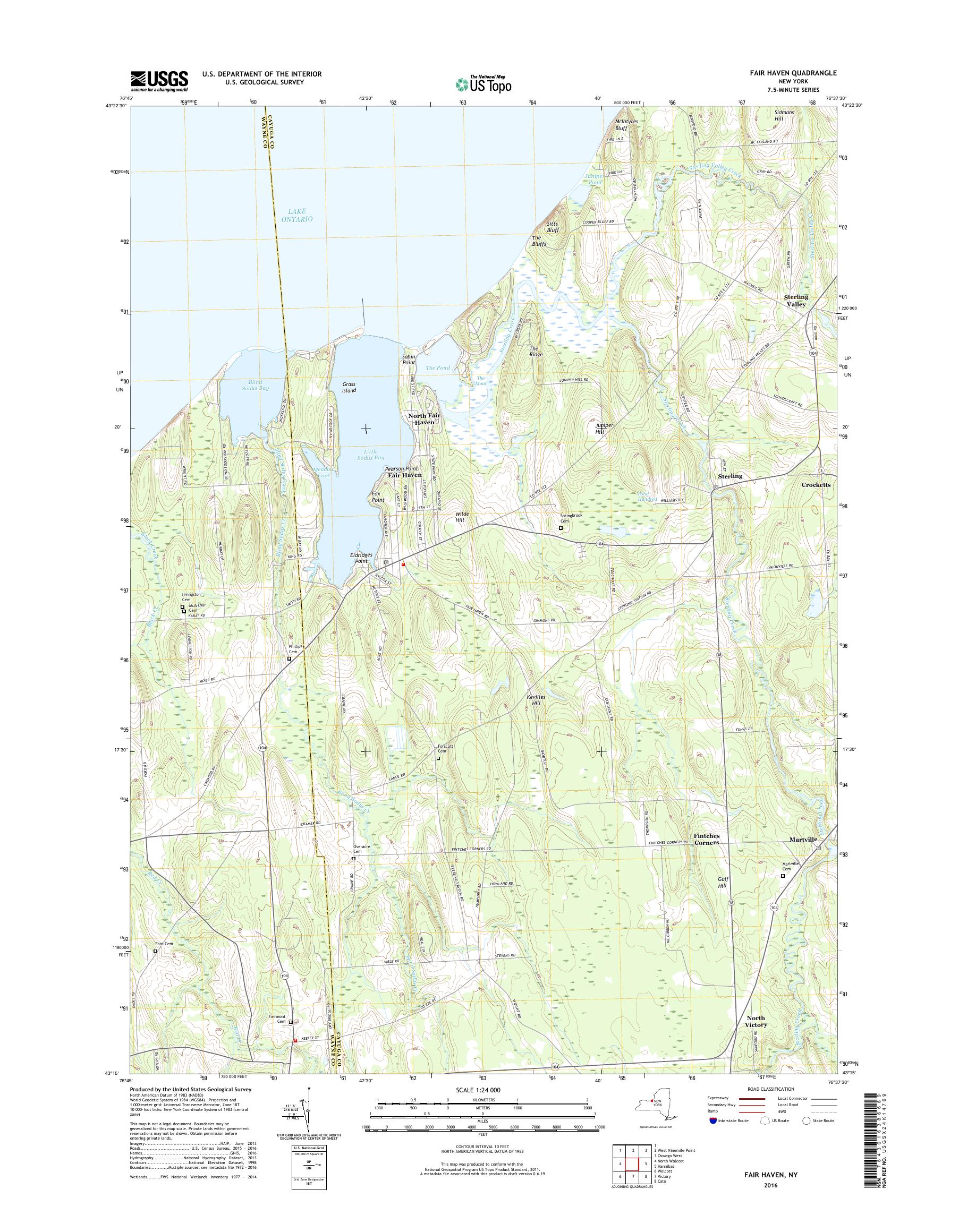 MyTopo Fair Haven, New York USGS Quad Topo Map