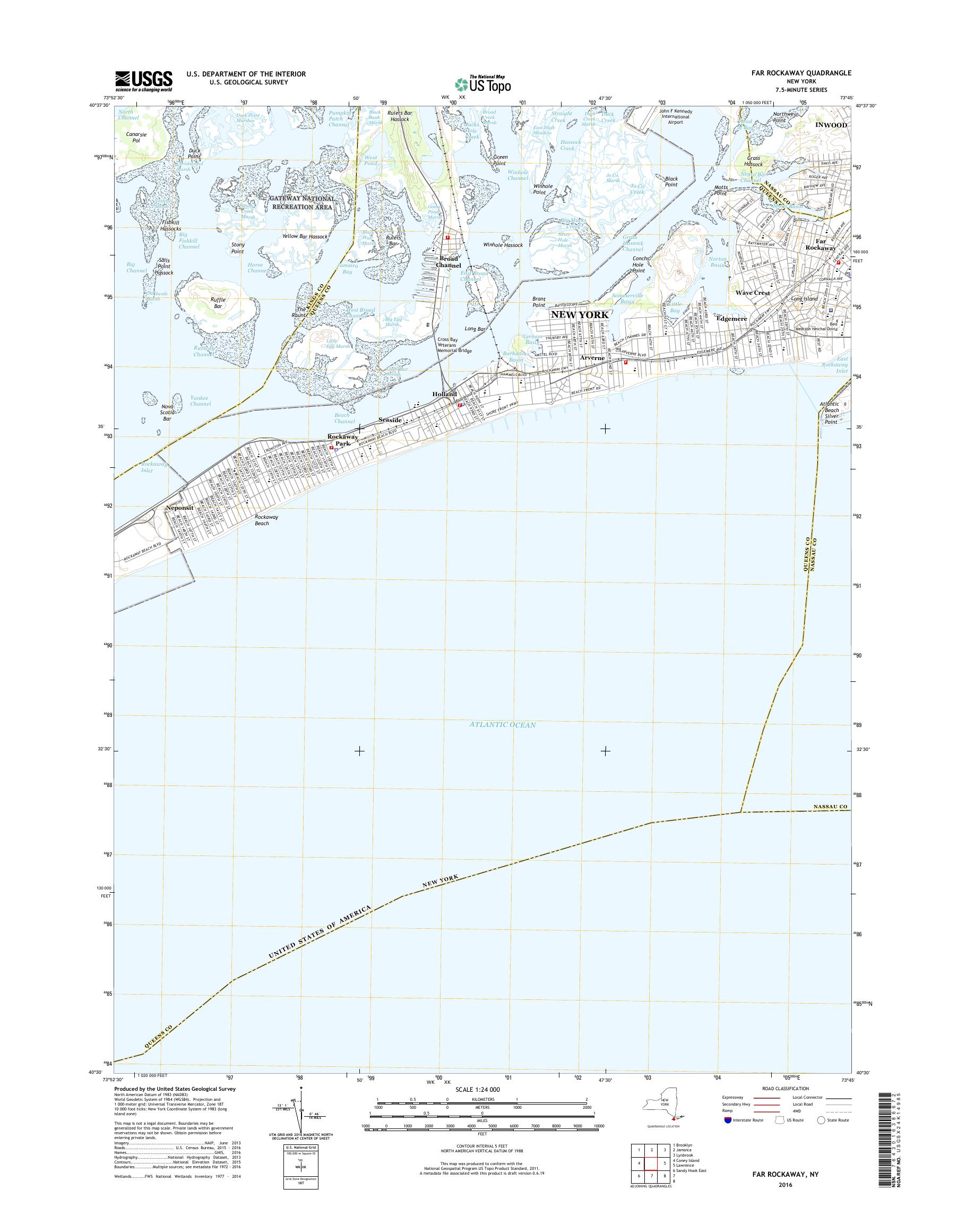 MyTopo Far Rockaway, New York USGS Quad Topo Map