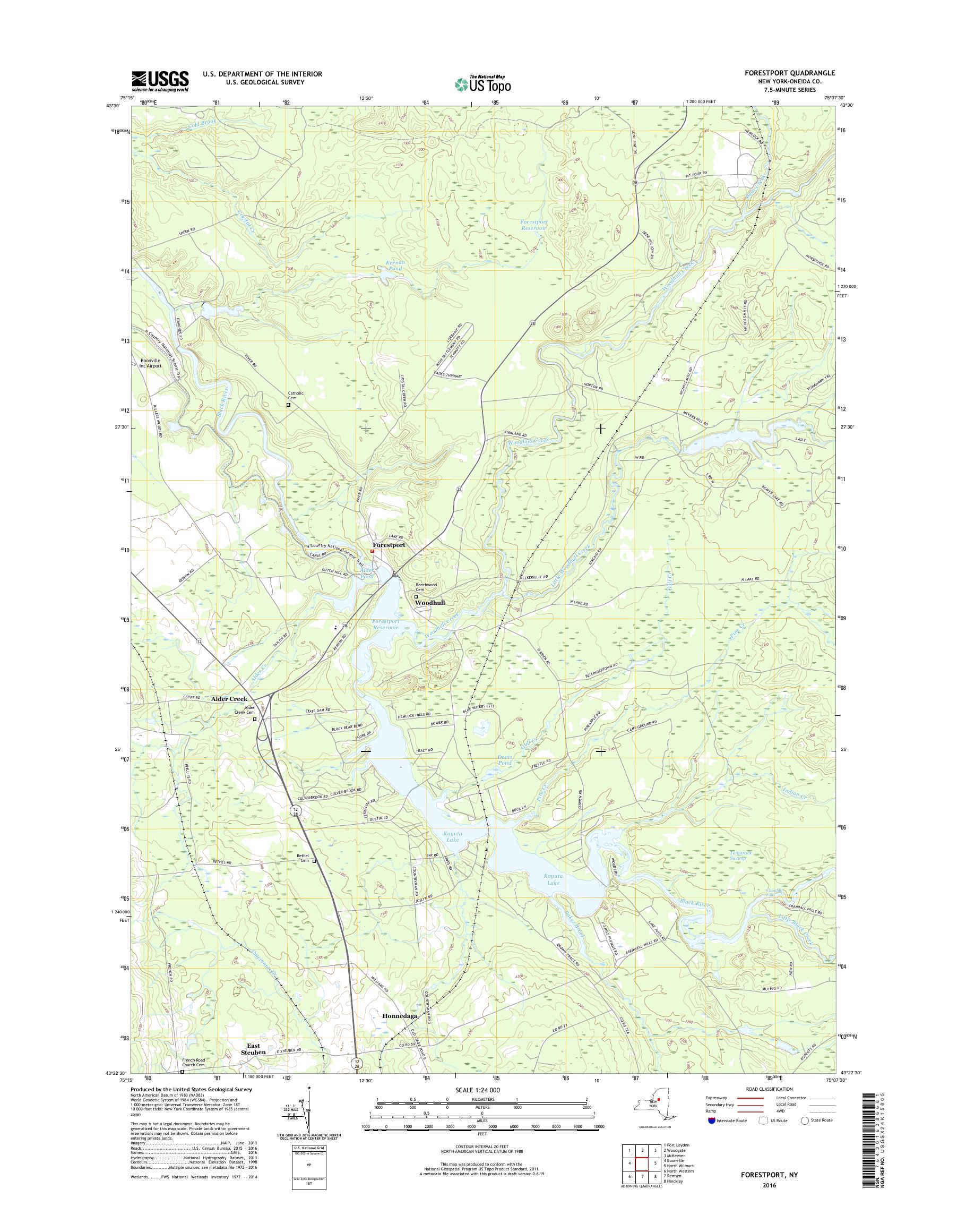 MyTopo Forestport, New York USGS Quad Topo Map