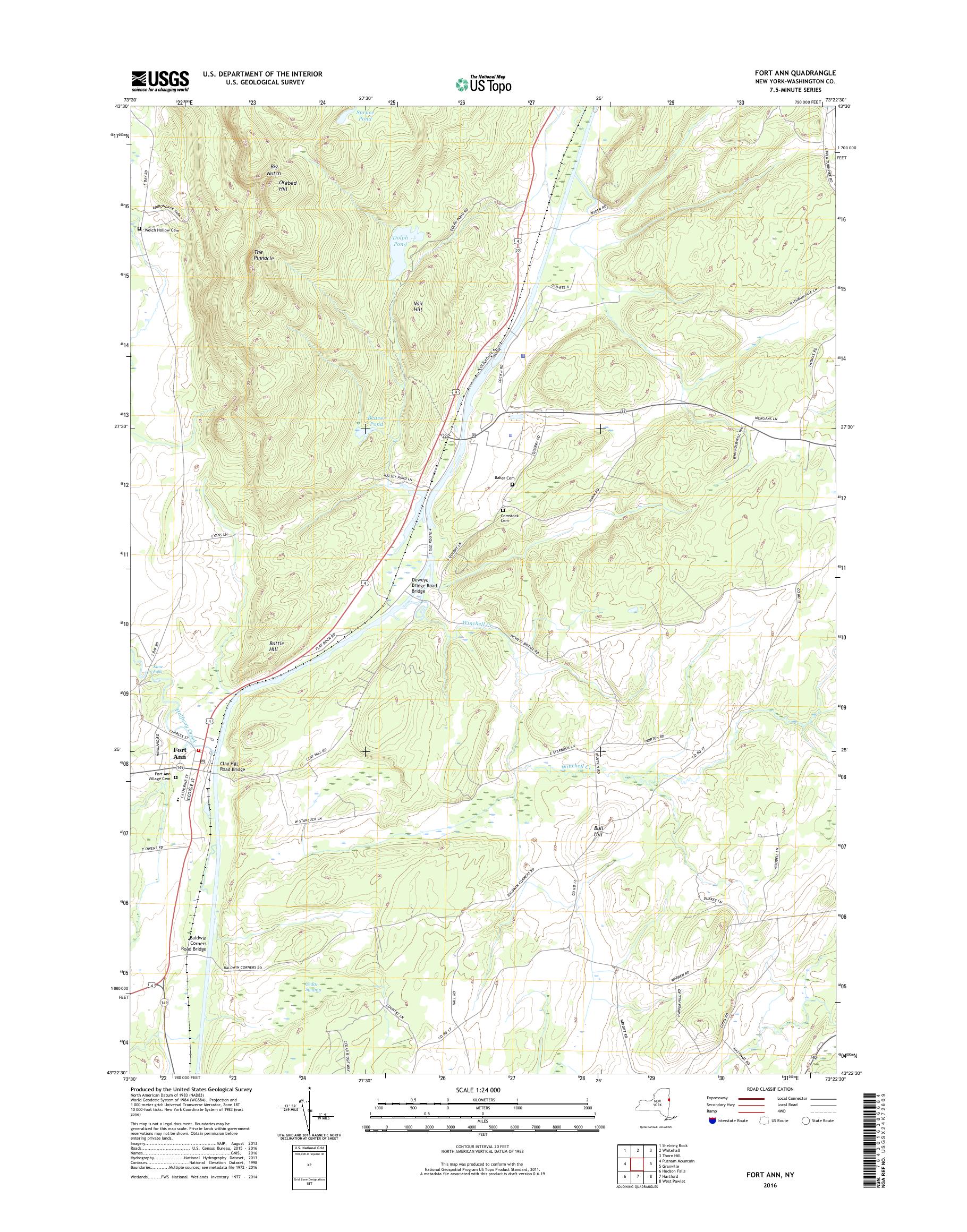 MyTopo Fort Ann, New York USGS Quad Topo Map