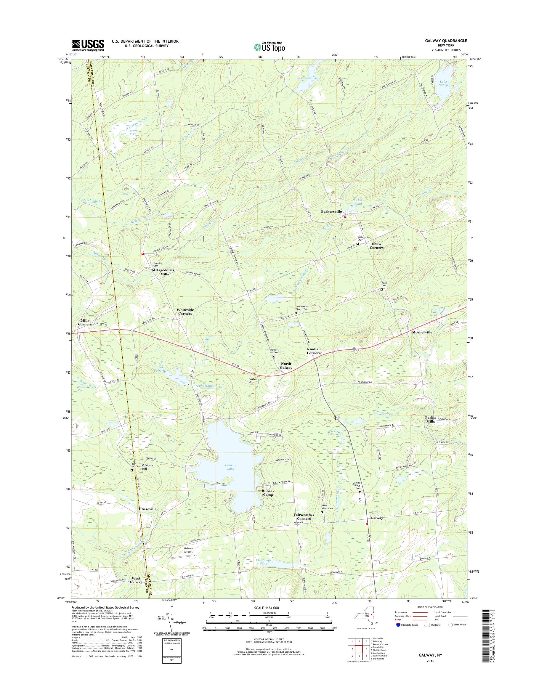 MyTopo Galway, New York USGS Quad Topo Map