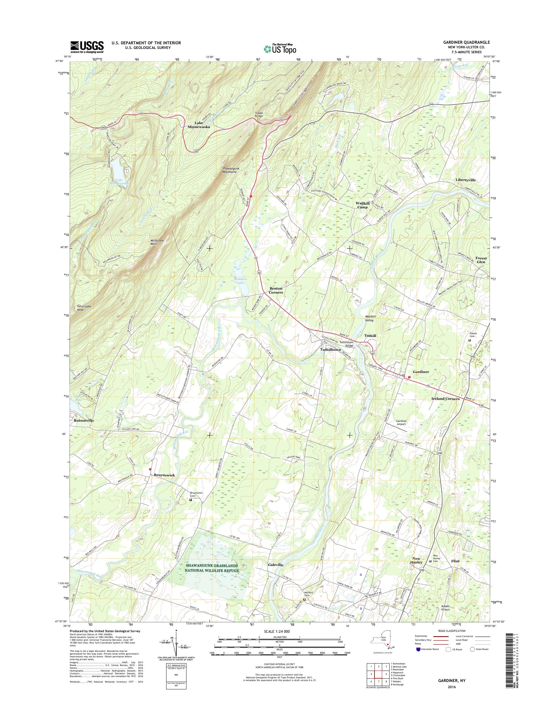 MyTopo Gardiner, New York USGS Quad Topo Map