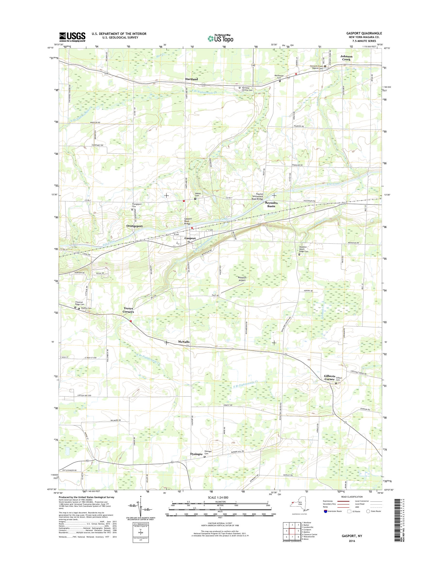 MyTopo Gasport, New York USGS Quad Topo Map