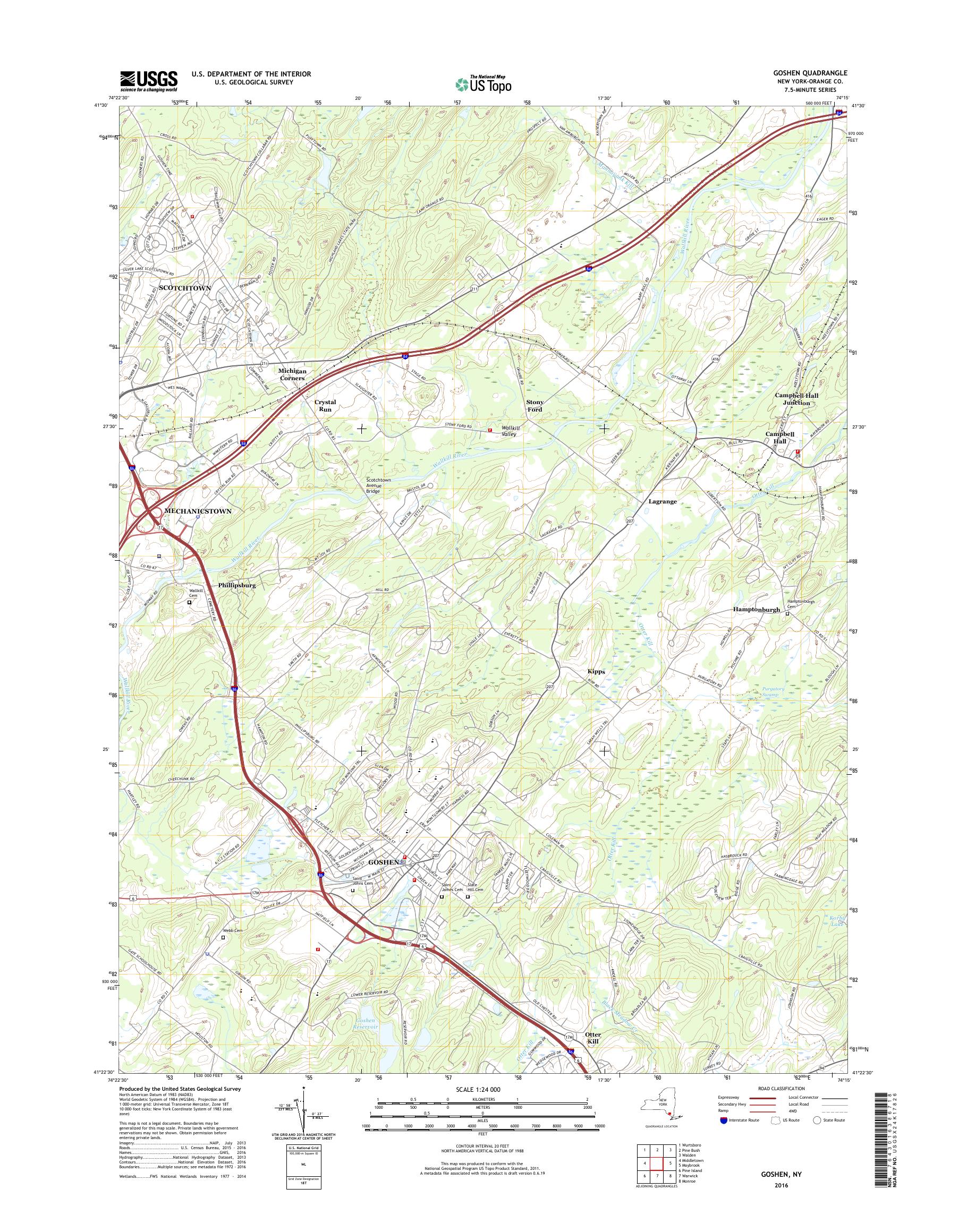 MyTopo Goshen, New York USGS Quad Topo Map