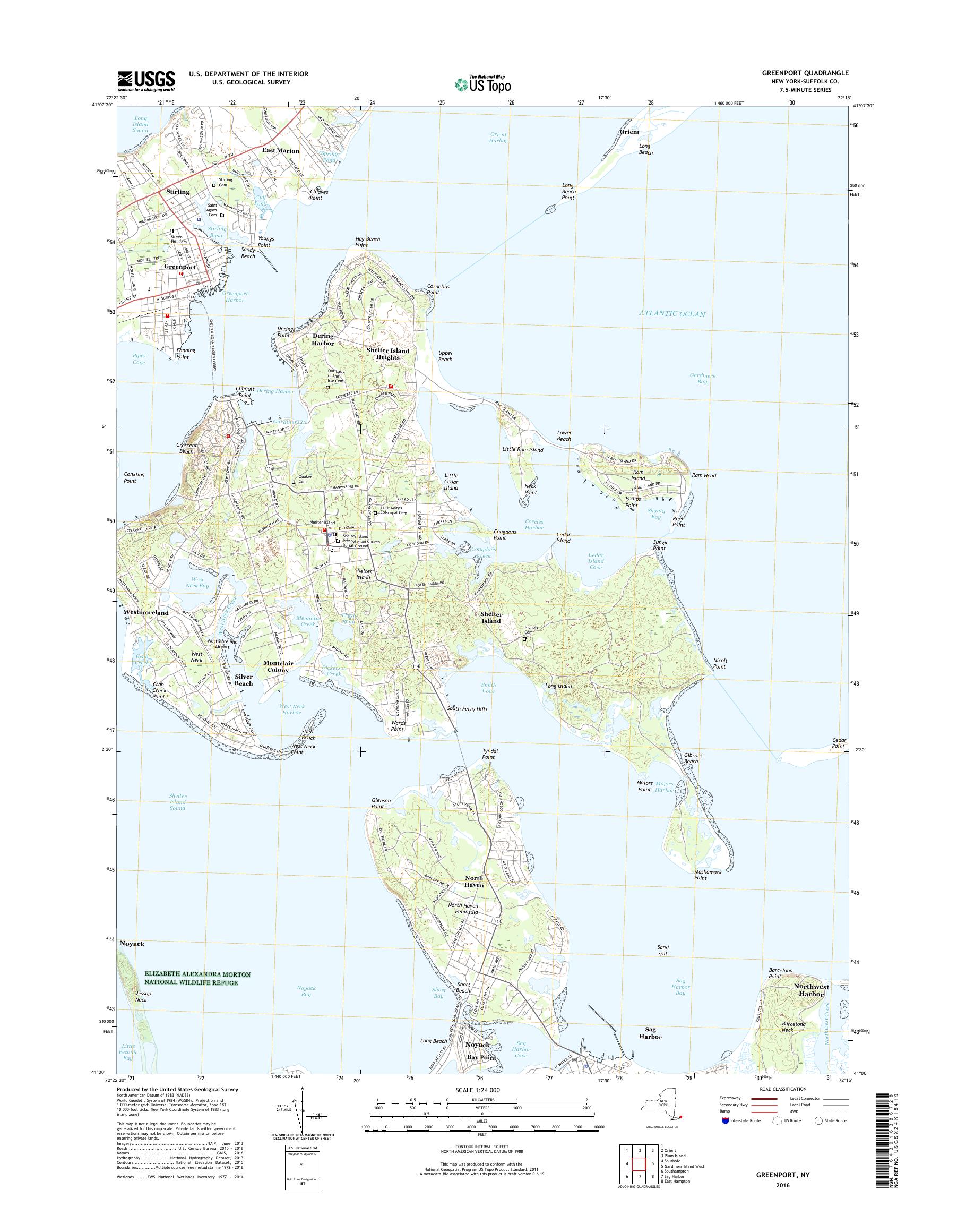 MyTopo Greenport, New York USGS Quad Topo Map