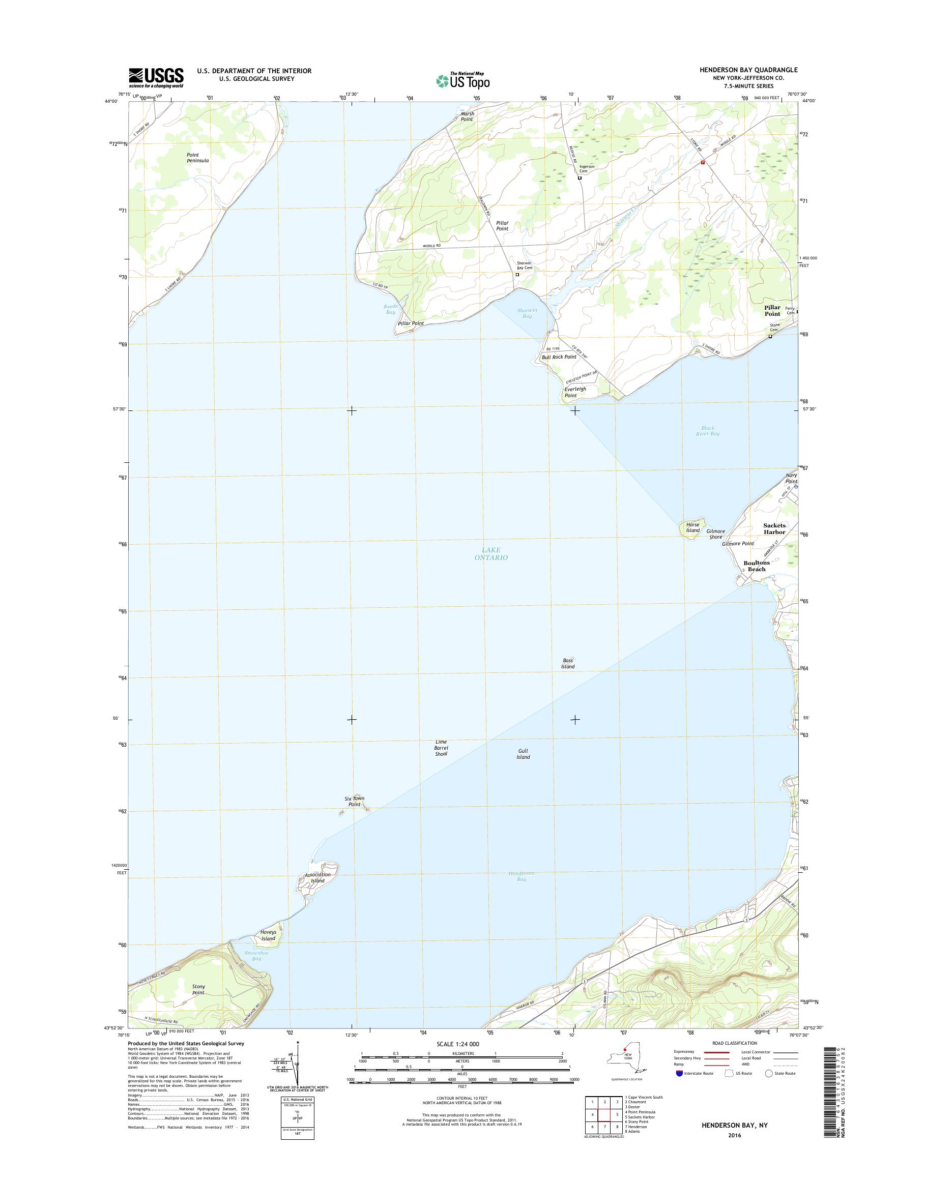 MyTopo Henderson Bay, New York USGS Quad Topo Map