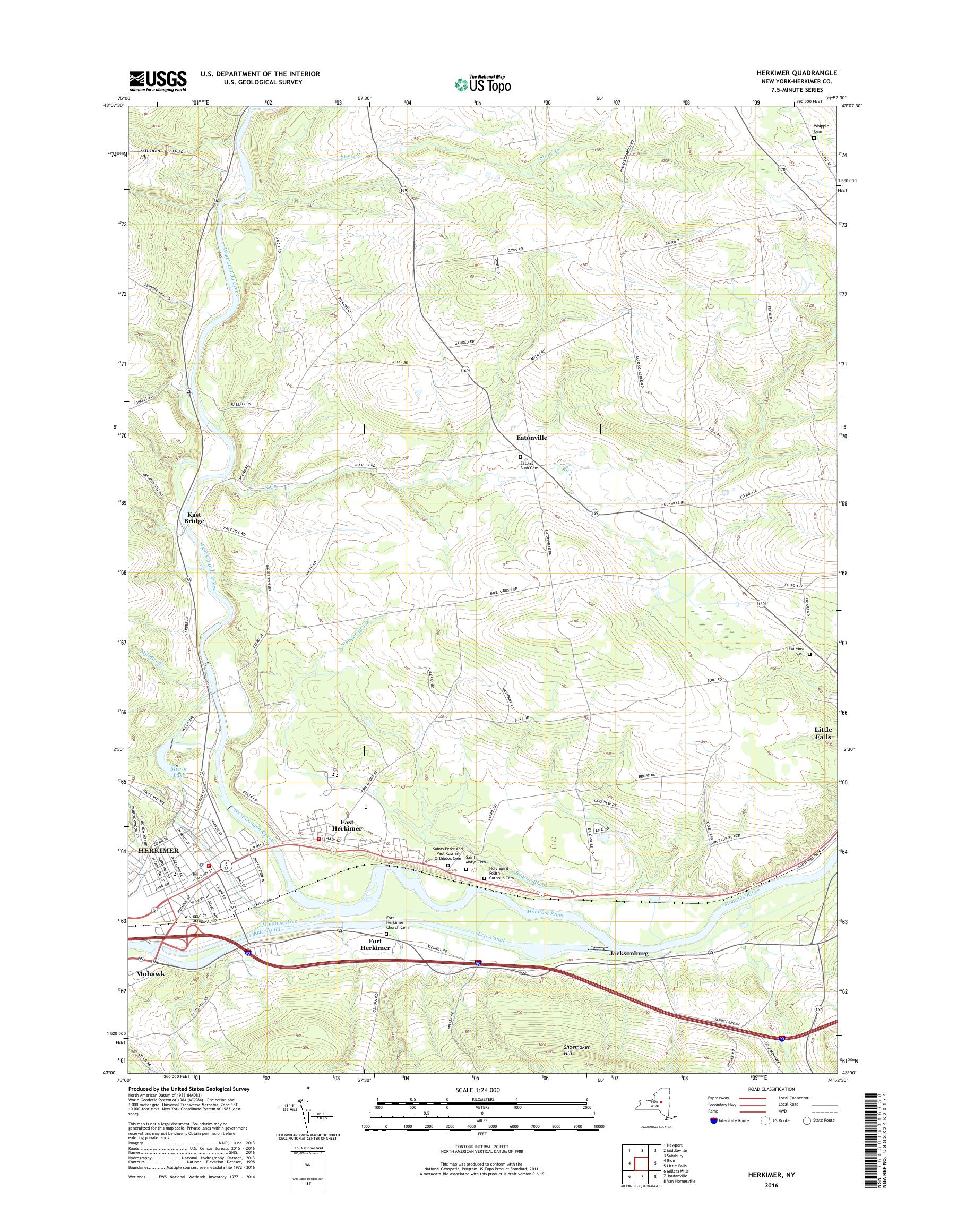 MyTopo Herkimer, New York USGS Quad Topo Map