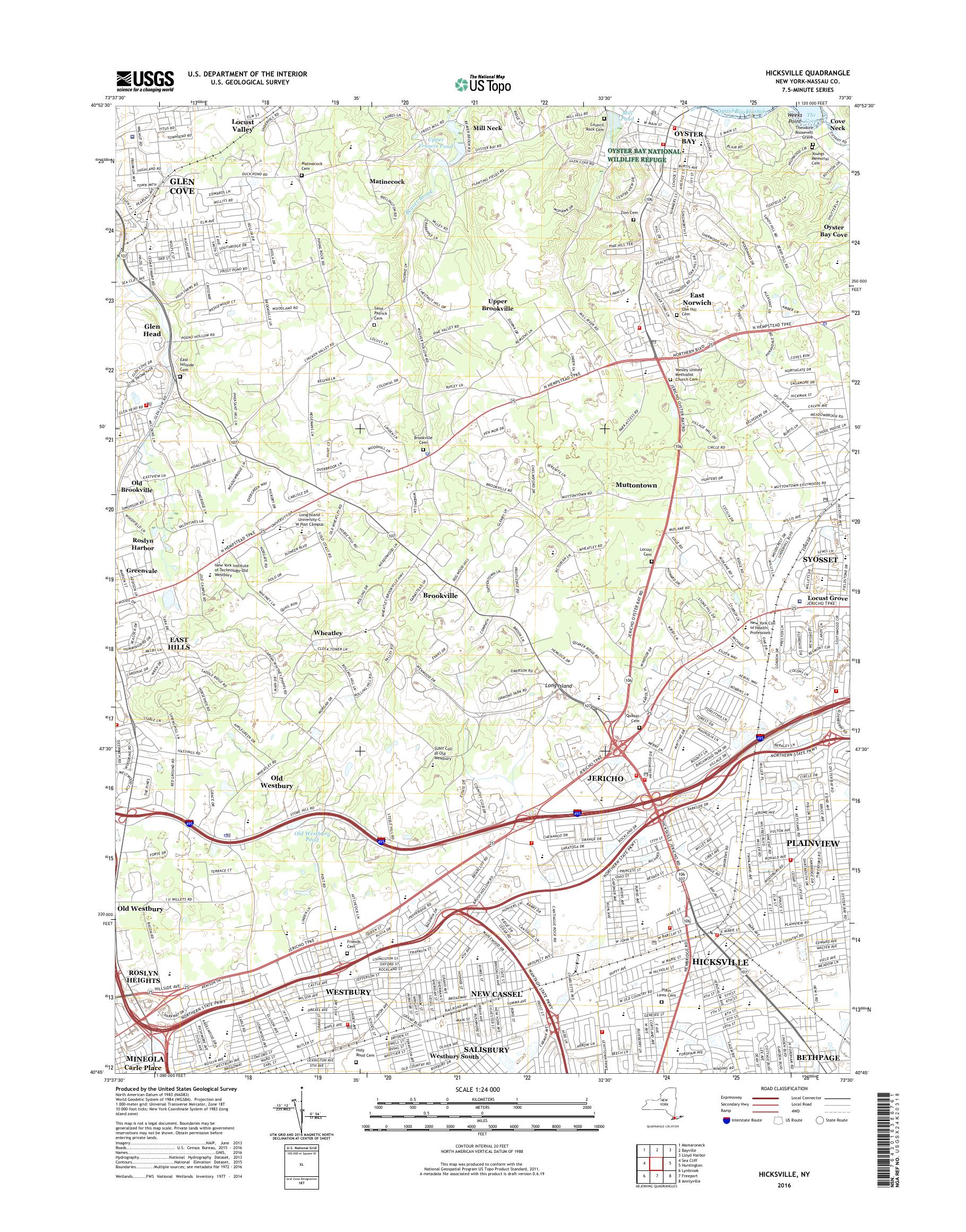 MyTopo Hicksville, New York USGS Quad Topo Map