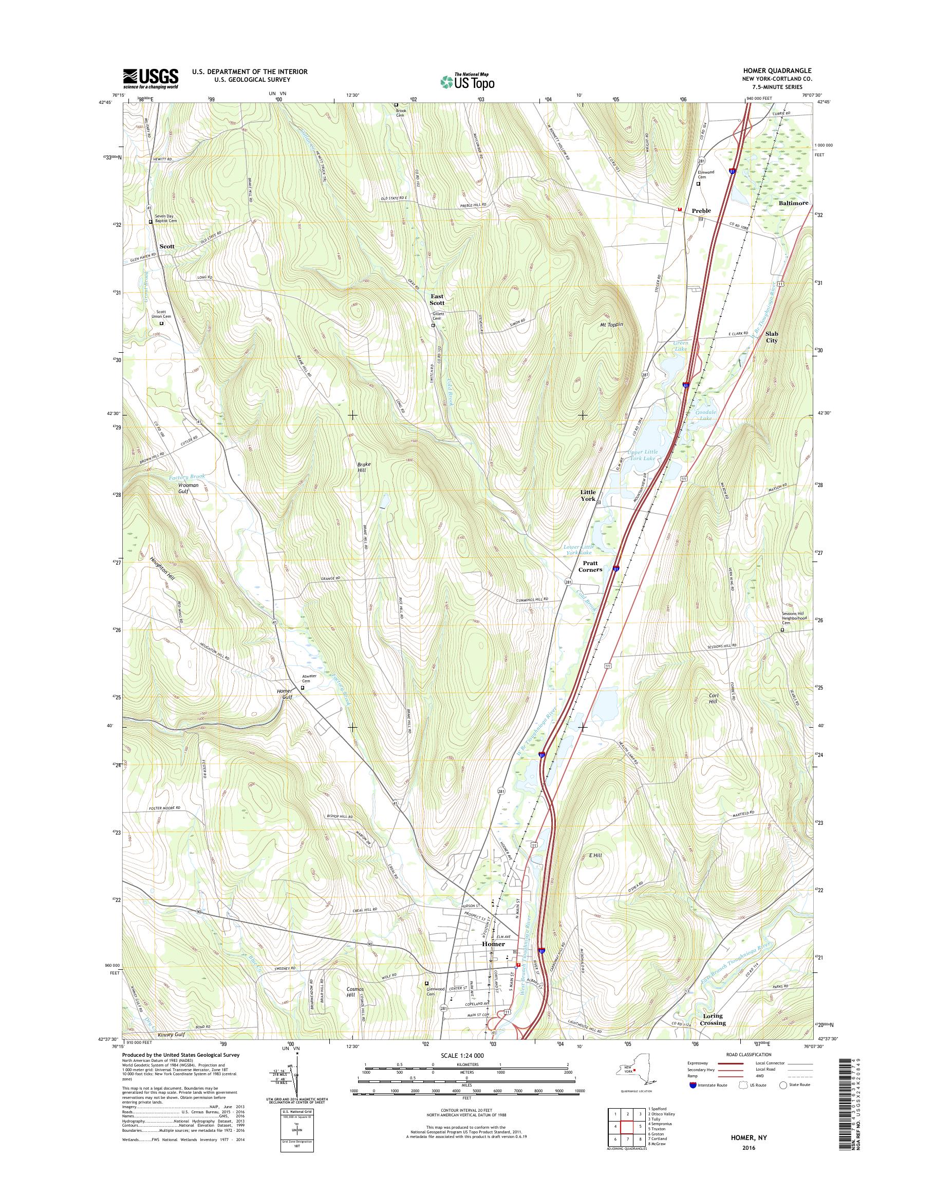 MyTopo Homer, New York USGS Quad Topo Map