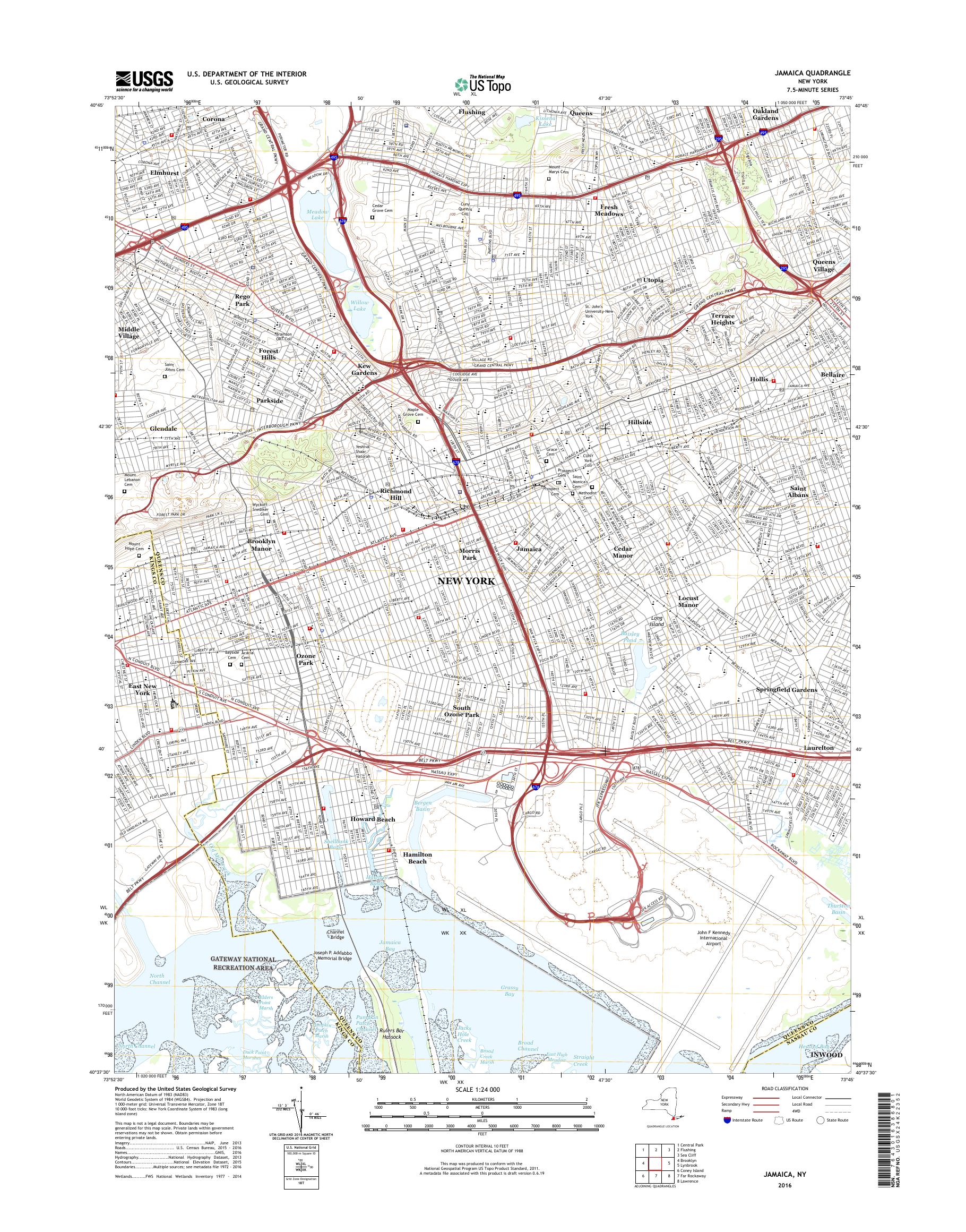 MyTopo Jamaica, New York USGS Quad Topo Map