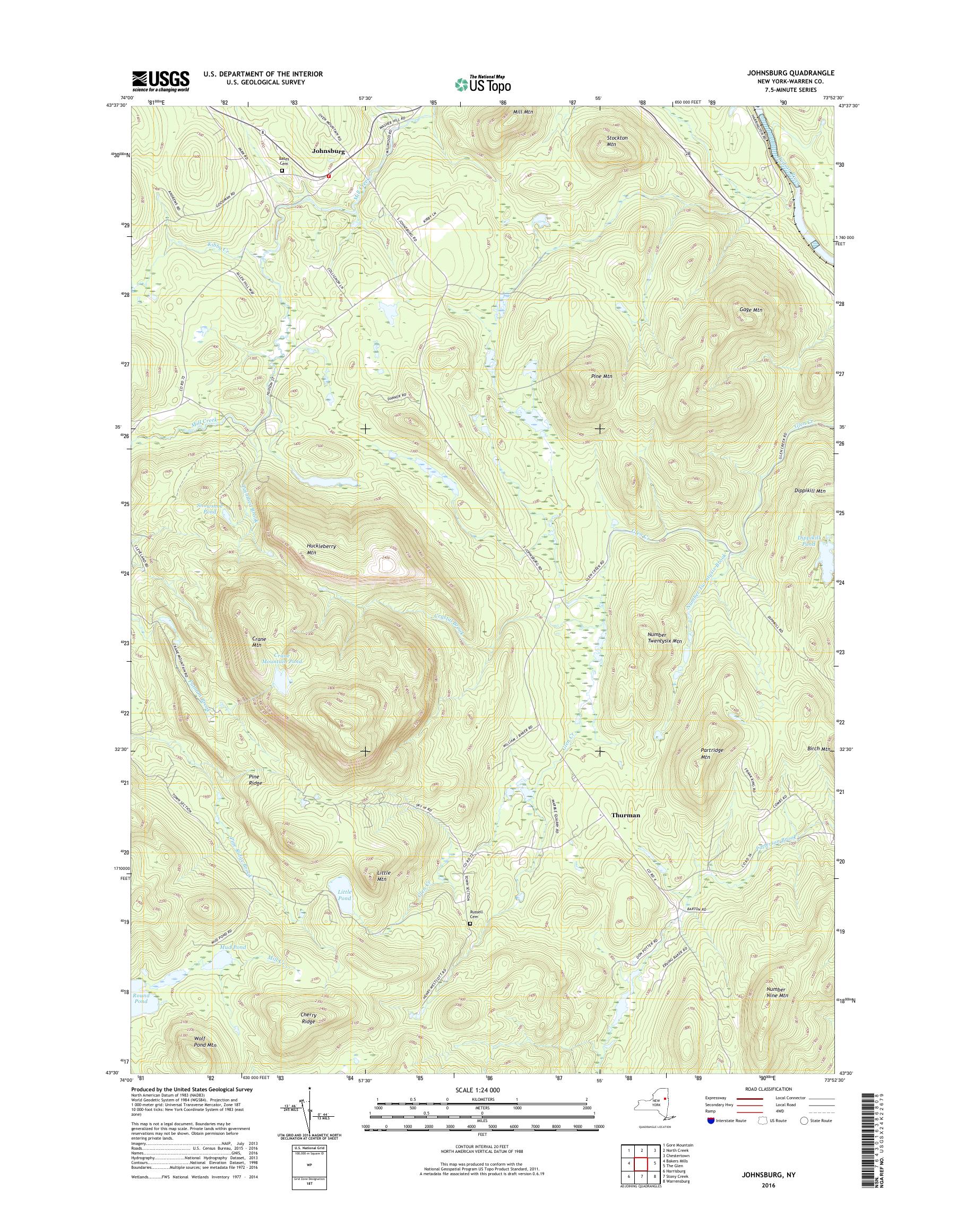 MyTopo Johnsburg, New York USGS Quad Topo Map