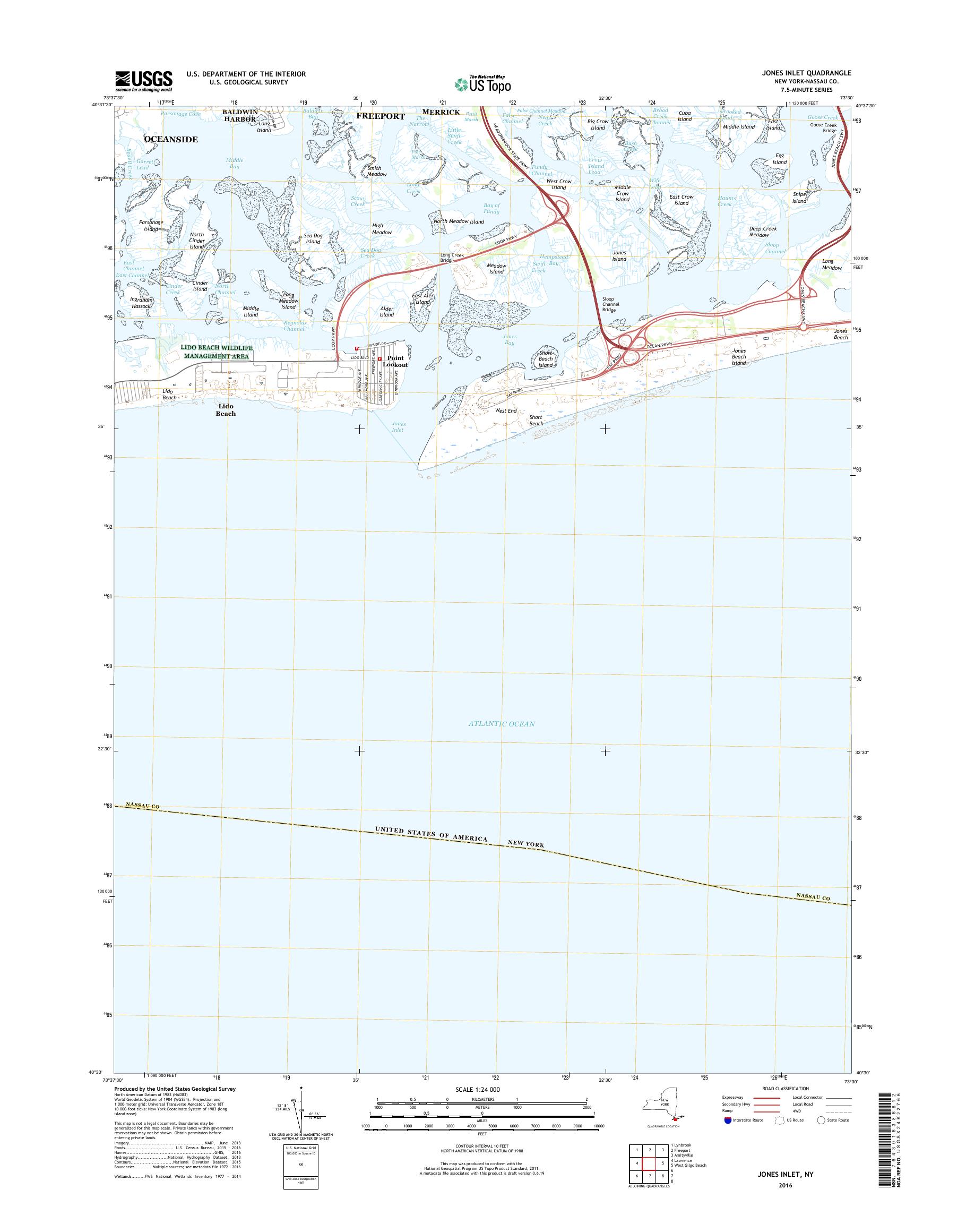 MyTopo Jones Inlet, New York USGS Quad Topo Map