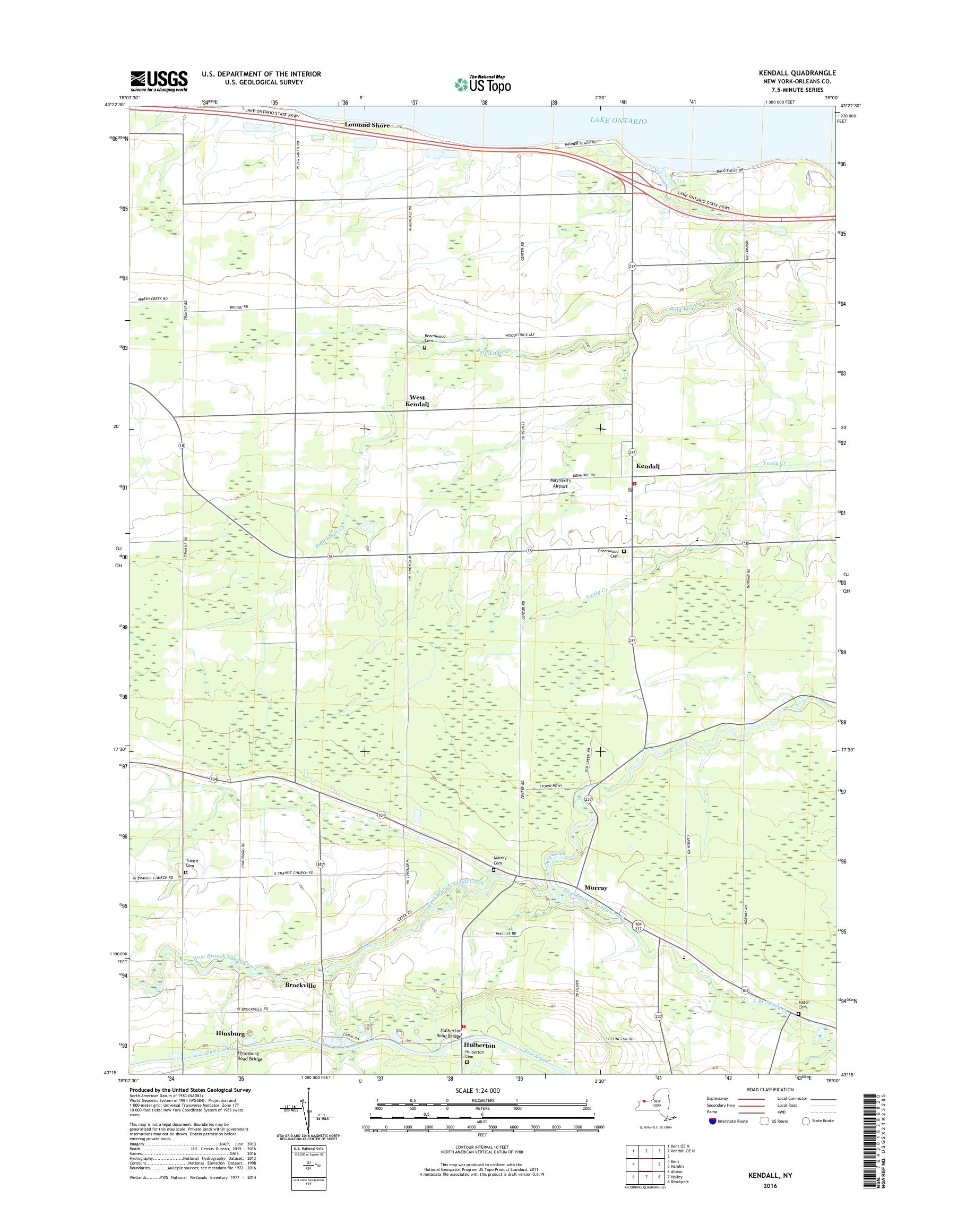 MyTopo Kendall, New York USGS Quad Topo Map