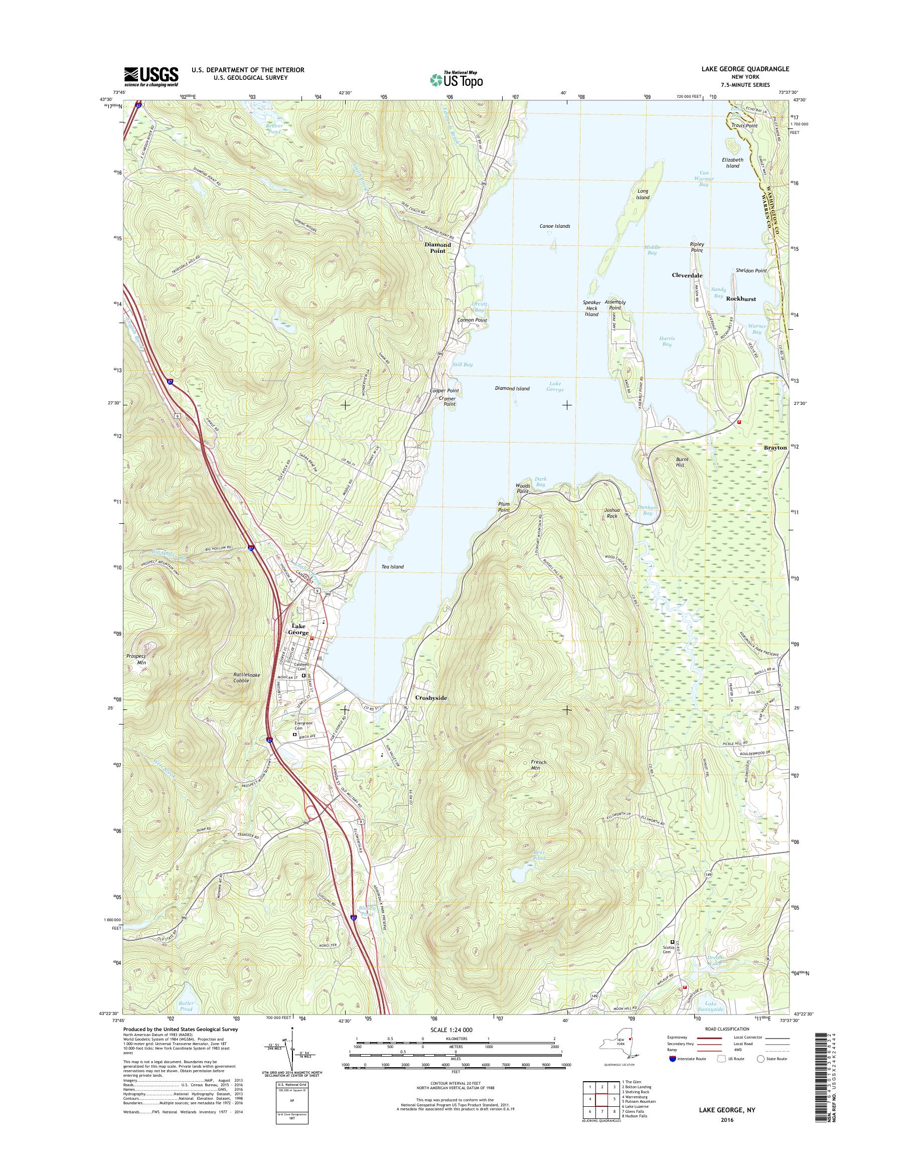 lake george contour map lake george contour map