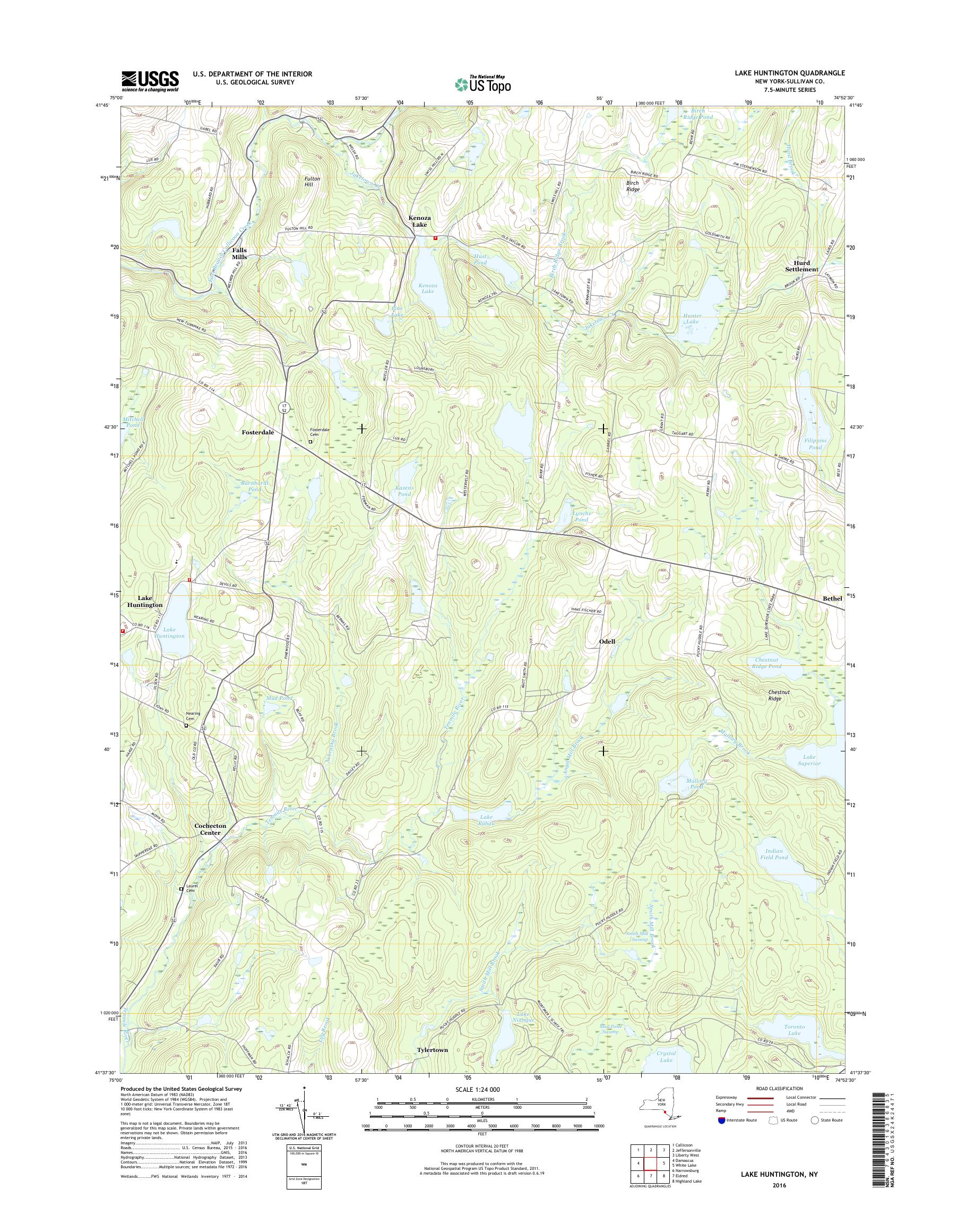 MyTopo Lake Huntington, New York USGS Quad Topo Map